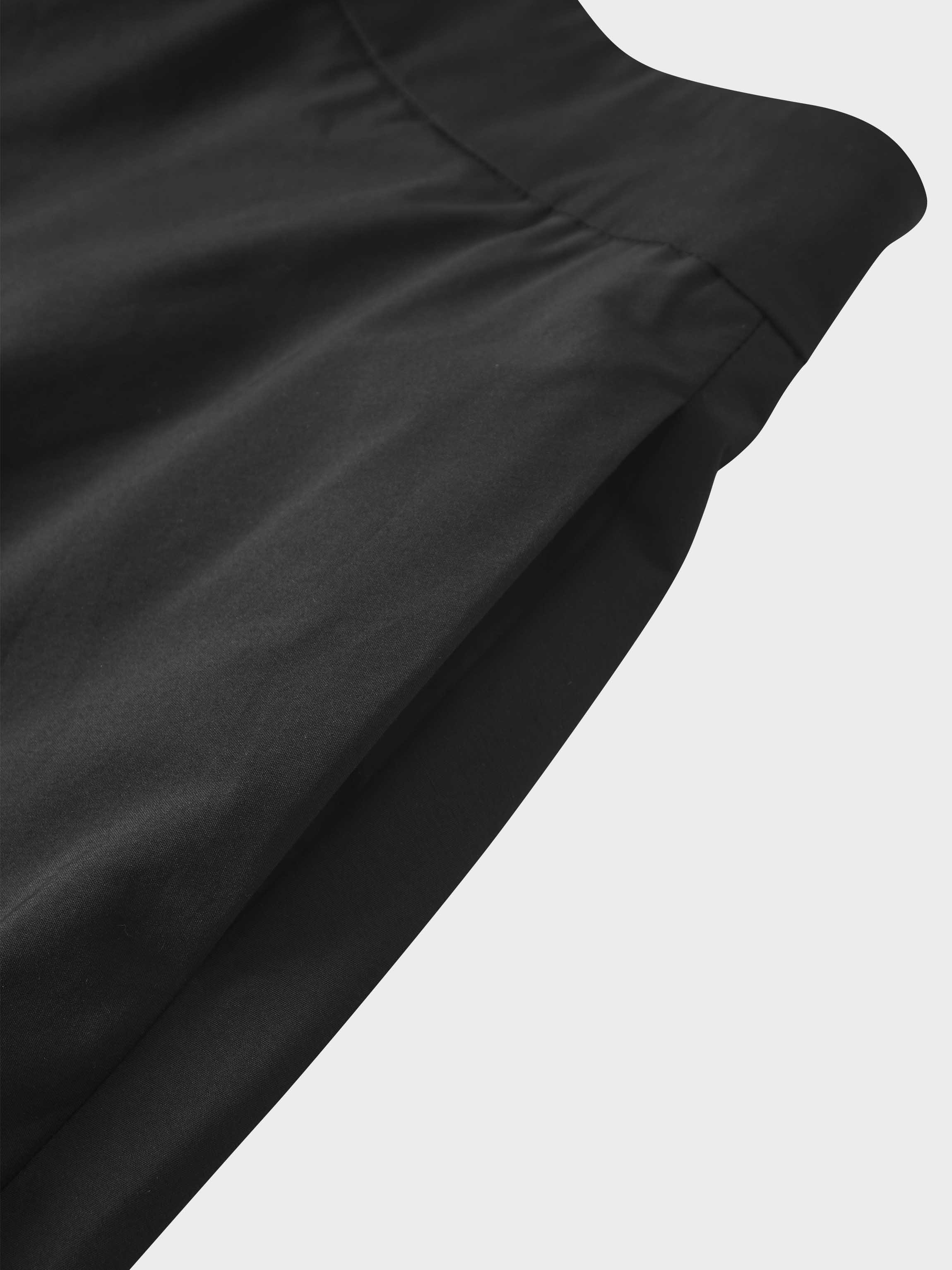 Elastic Back Maxi Cotton Blend Skirt-Black