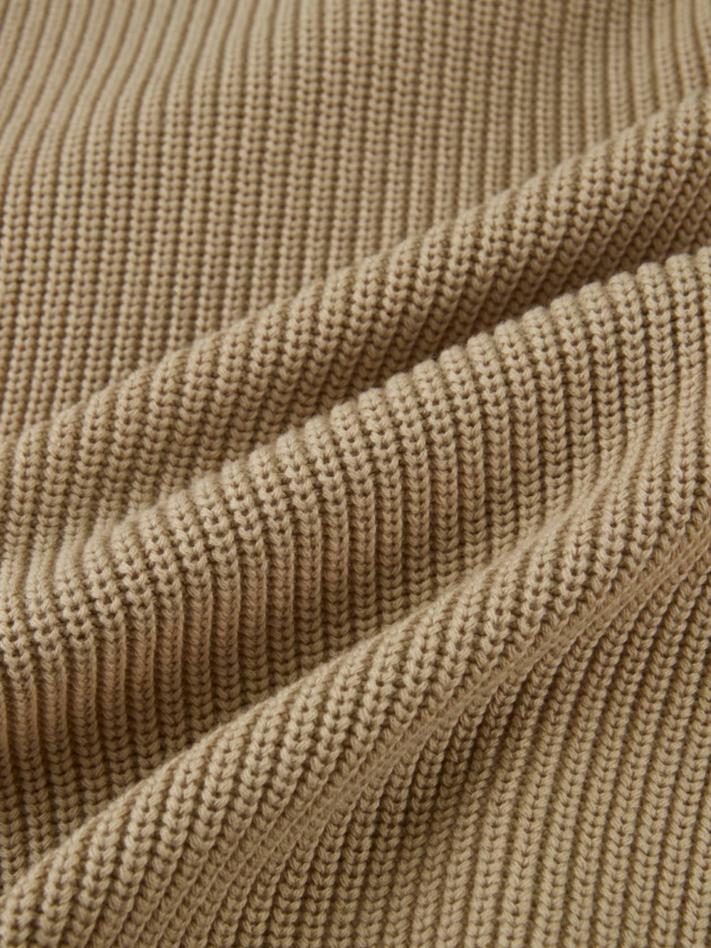 V Neck Varsity Sweater - Tan/Cream