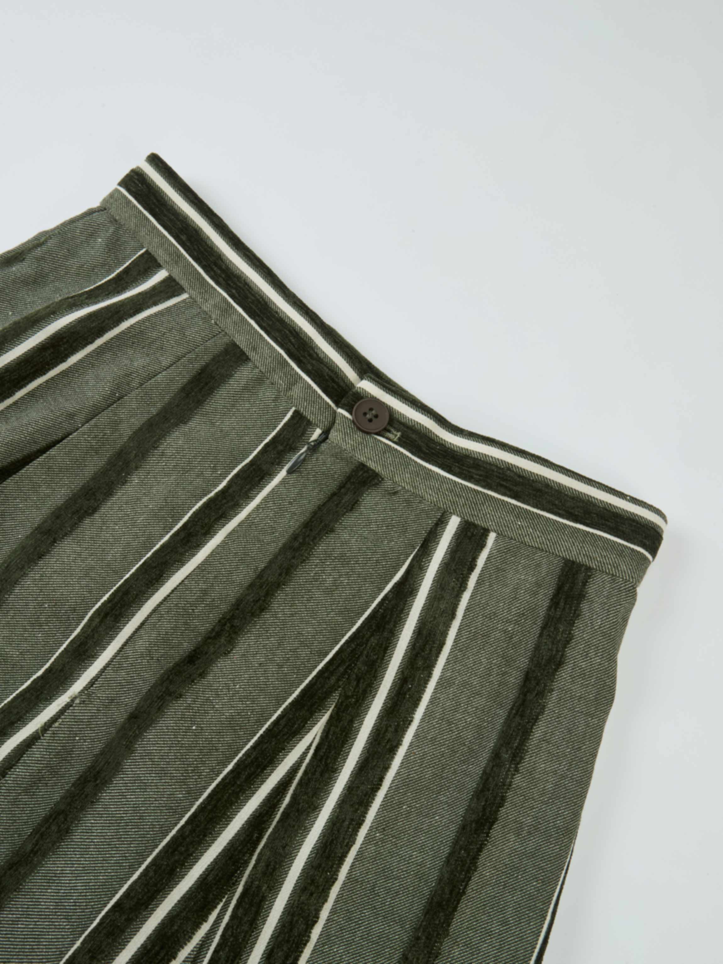 Mixed Stripe Trumpet Skirt - Green