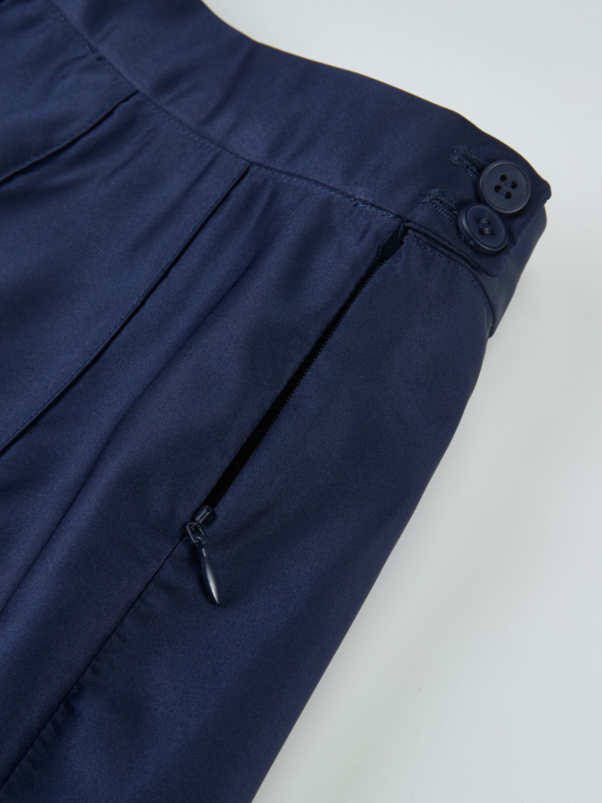 Lux Satin Pleated Skirt 35"- Navy