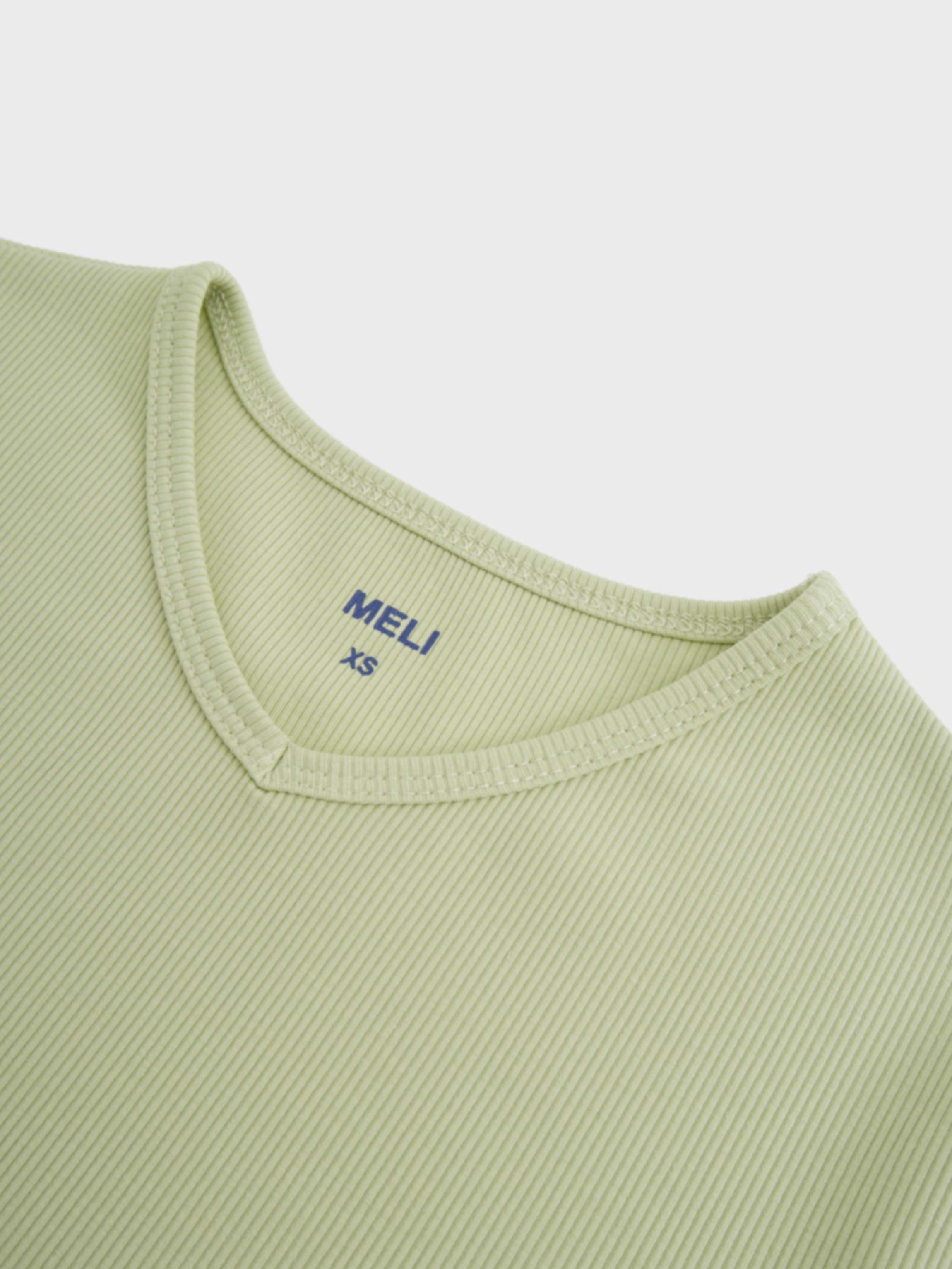 Soft Ribbed High V Tee-Muted Lime