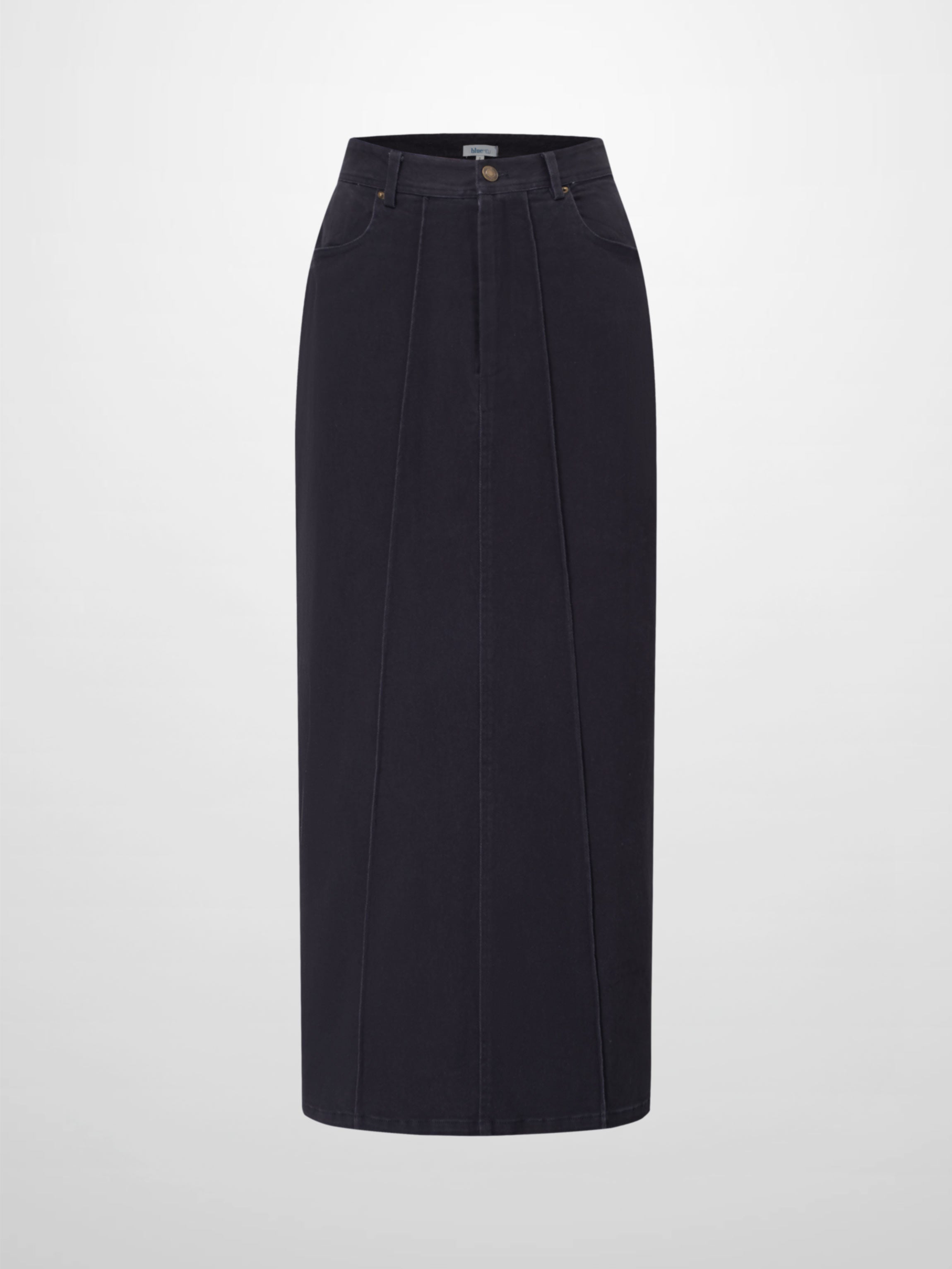 Side Seamed Twill Skirt-Navy