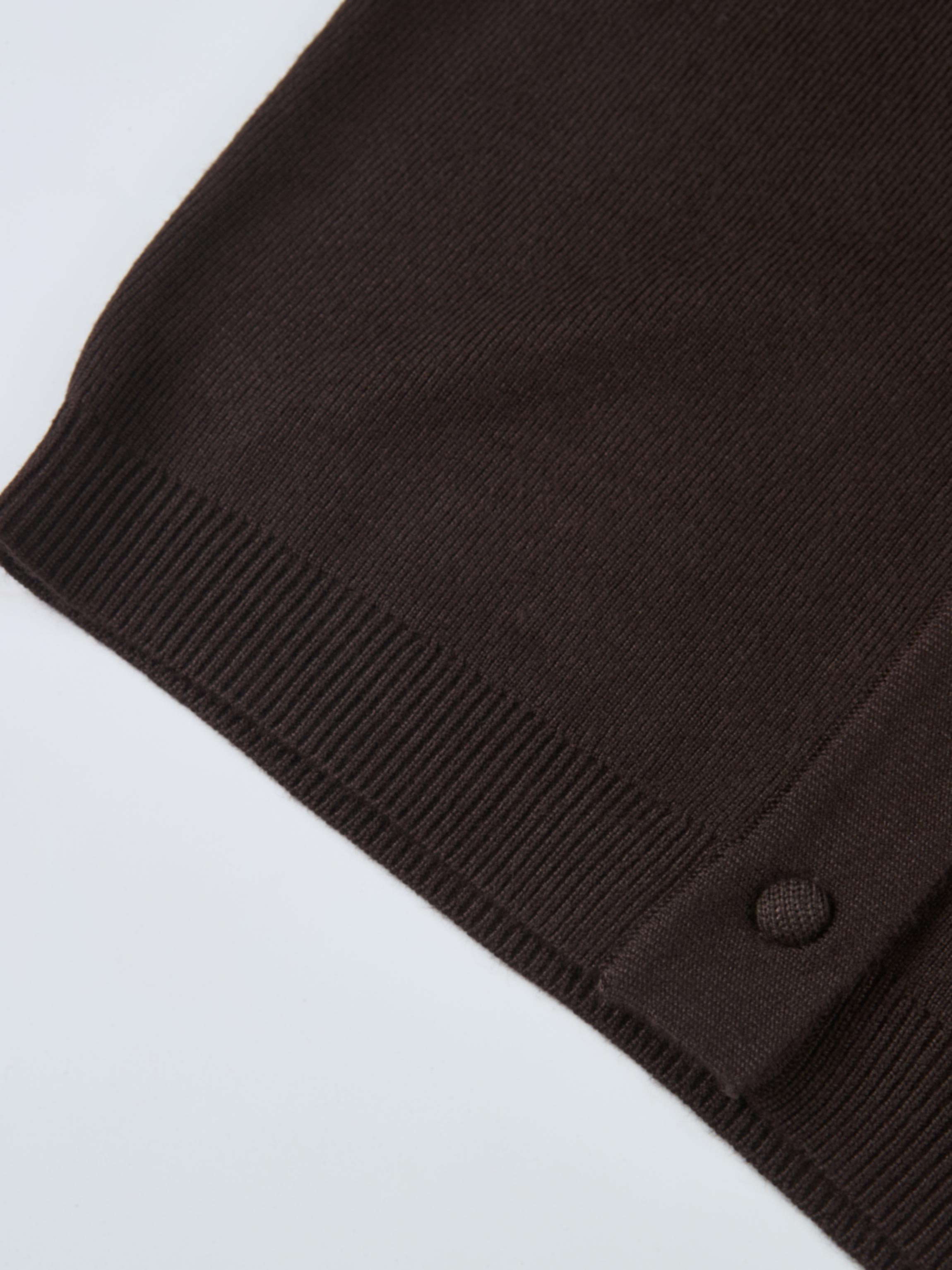 Basic Crew Knit Cardigan 17" - Brown
