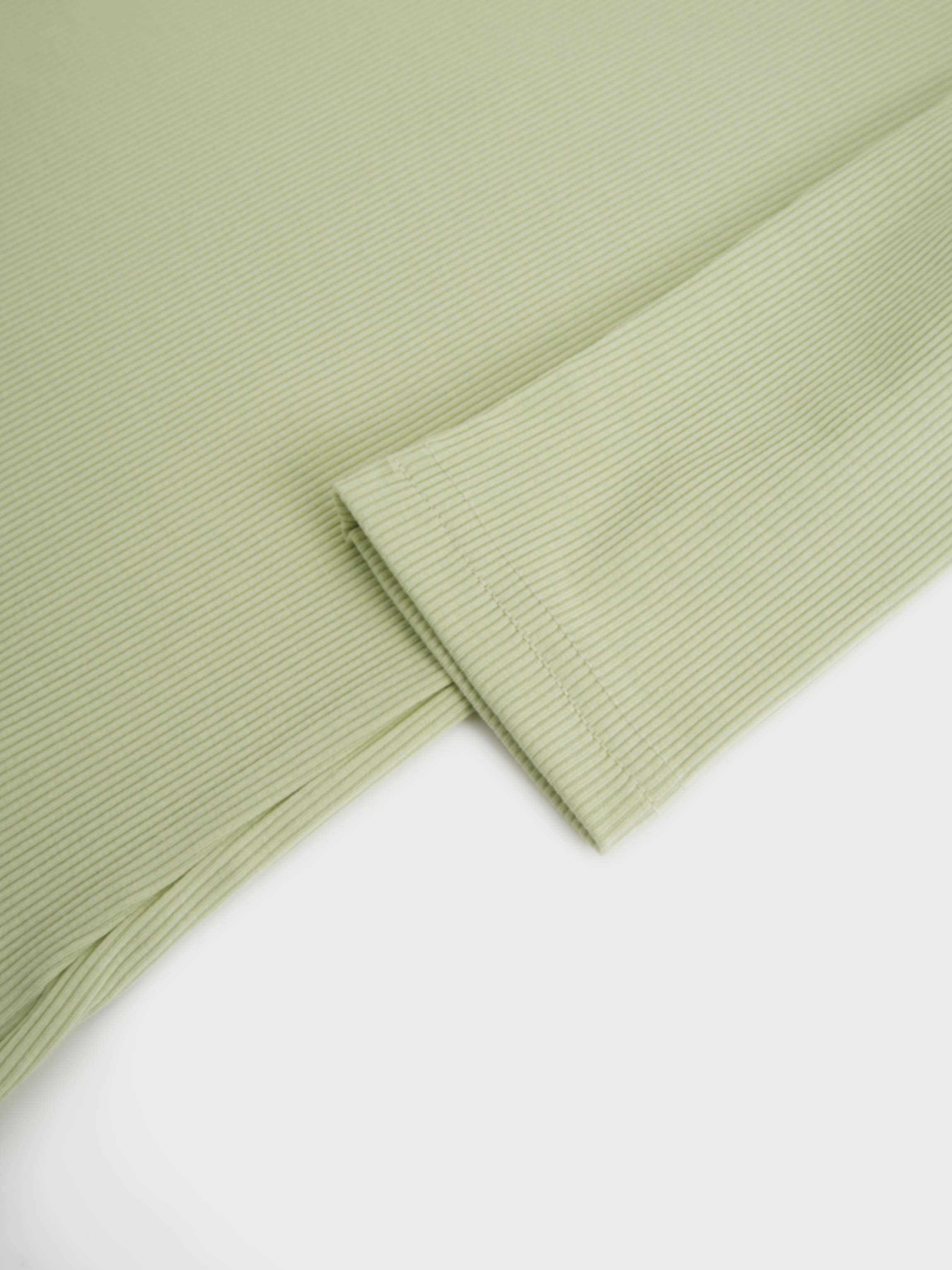 Soft Ribbed High V Tee-Muted Lime