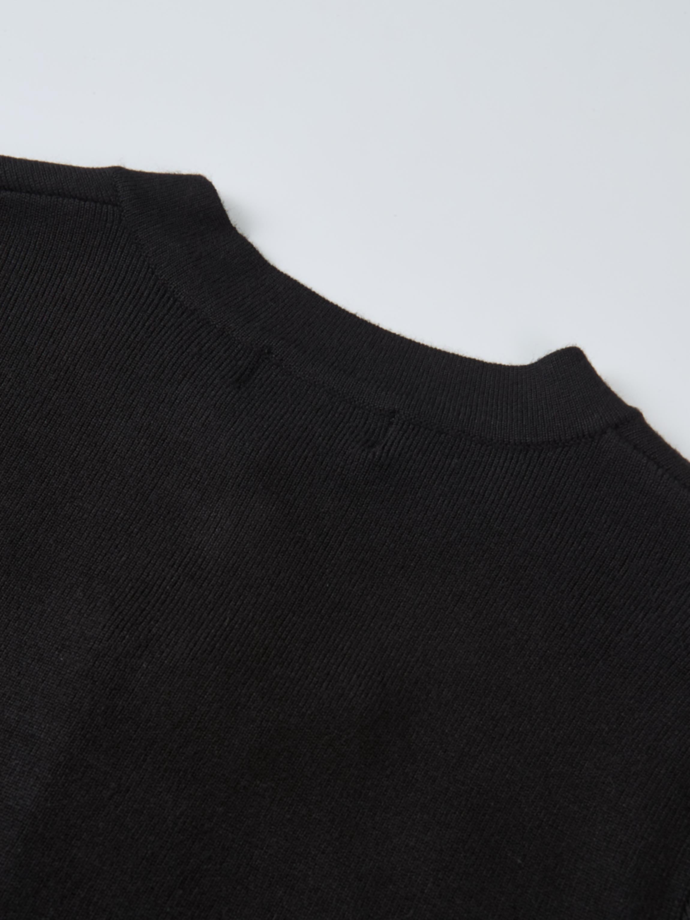 Basic Crew Knit Cardigan 17" - Black