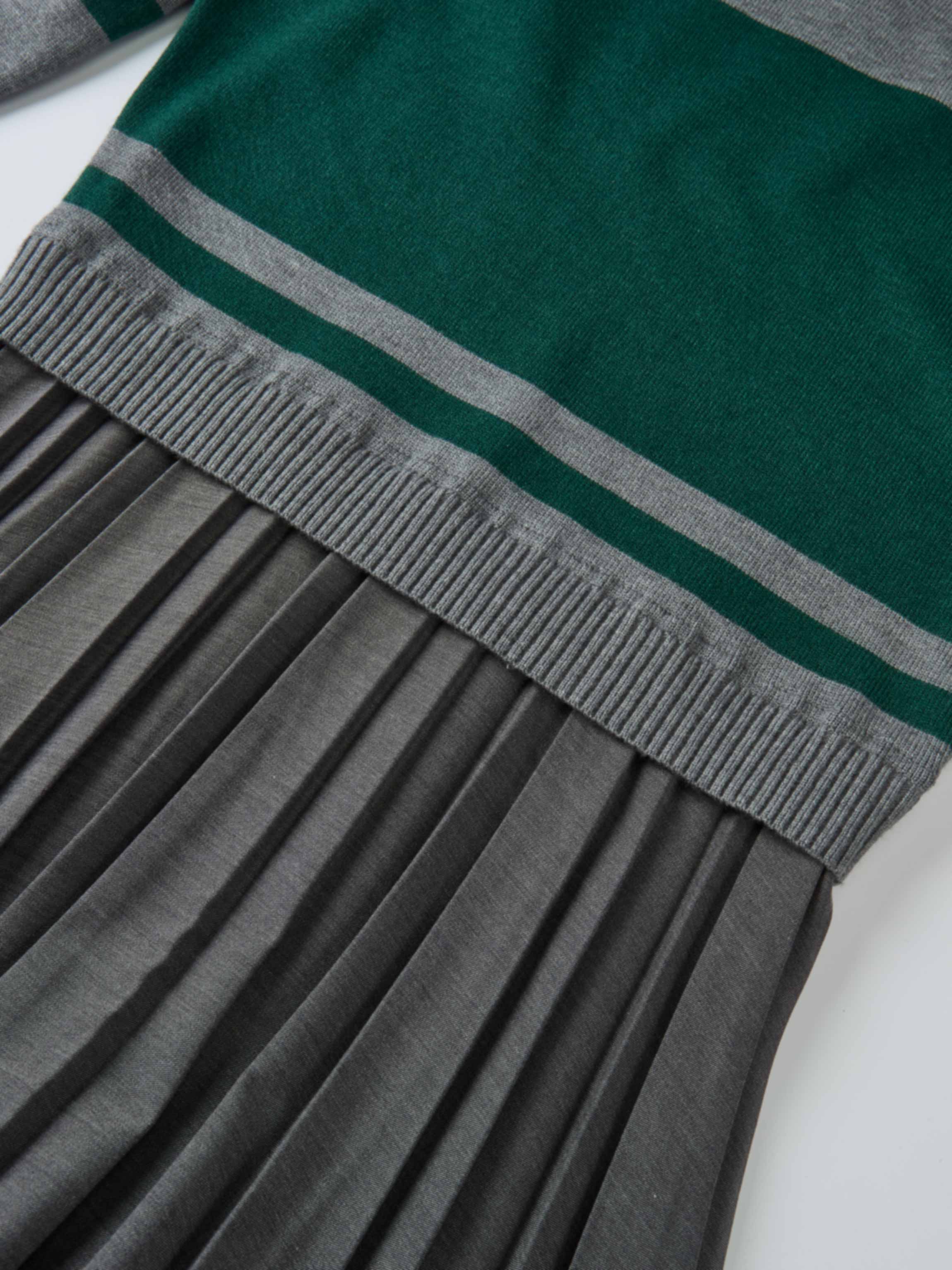 Sweater Top Pleated Dress - Grey/Green