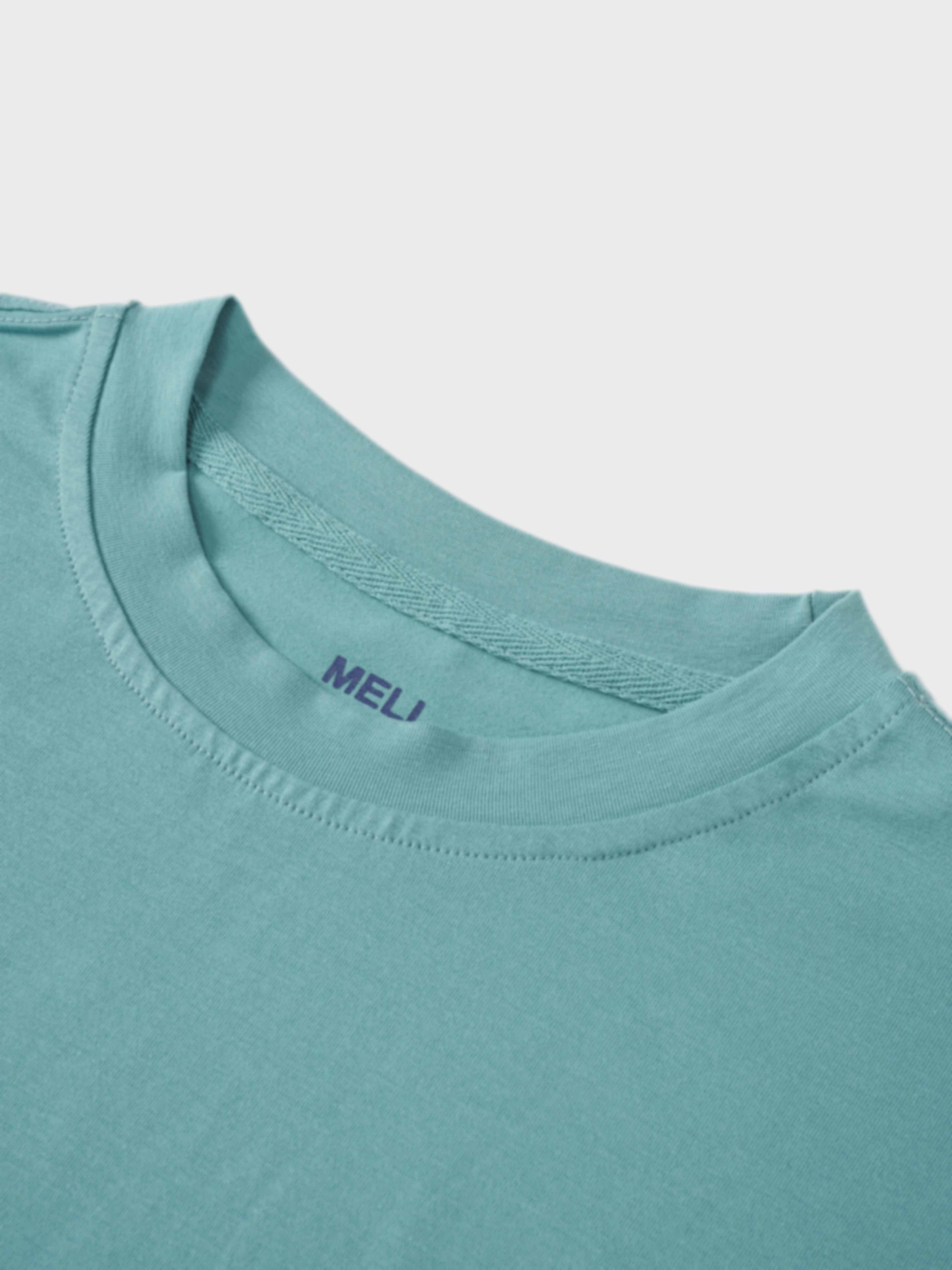 Oversized Rounded Hem T-Shirt-Teal