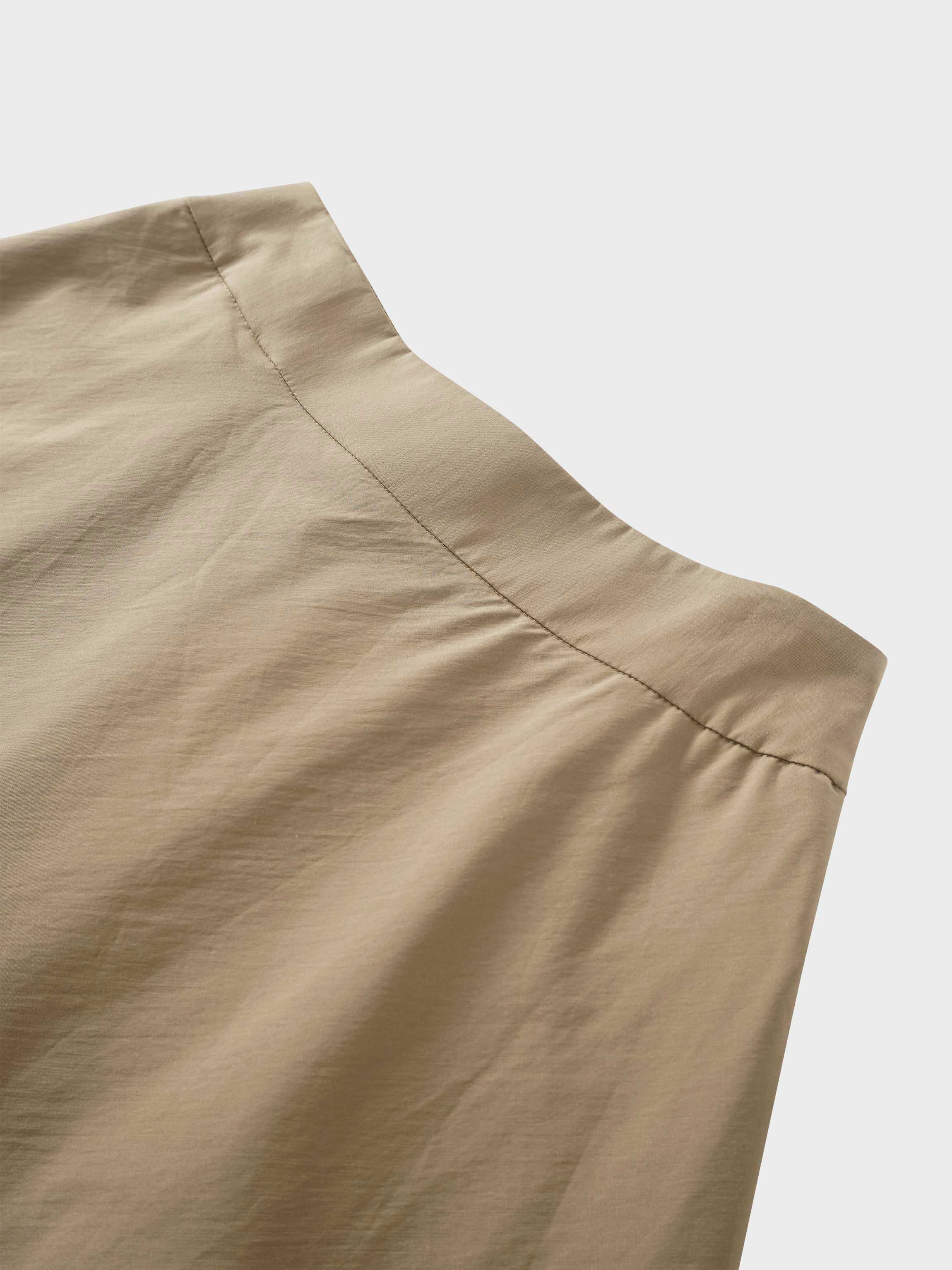 Elastic Back Maxi Cotton Blend Skirt-Mocha Mousse