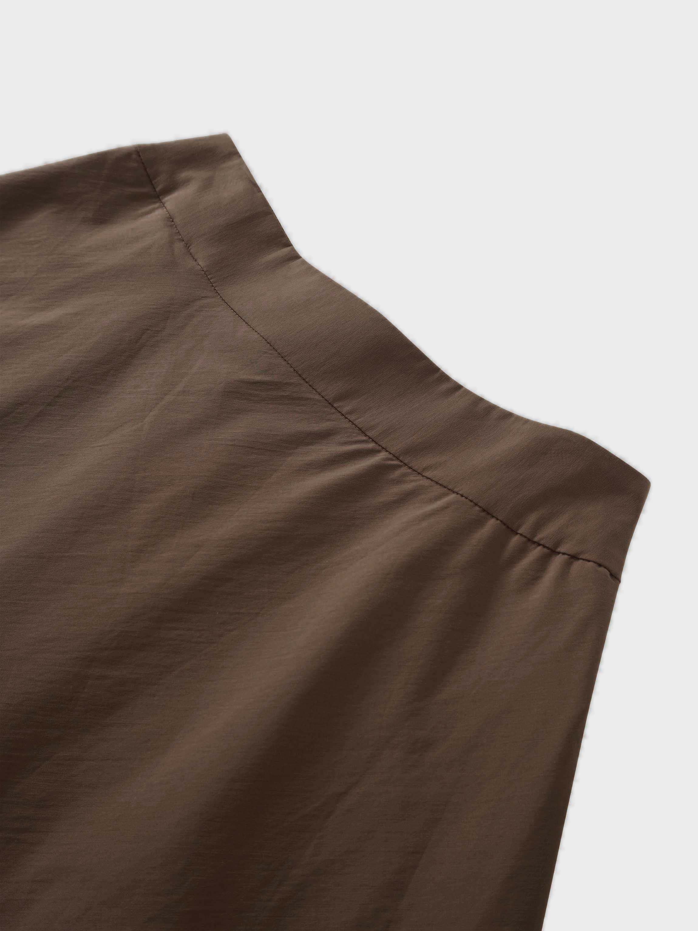 Elastic Back Maxi Cotton Blend Skirt-Mocha Mousse