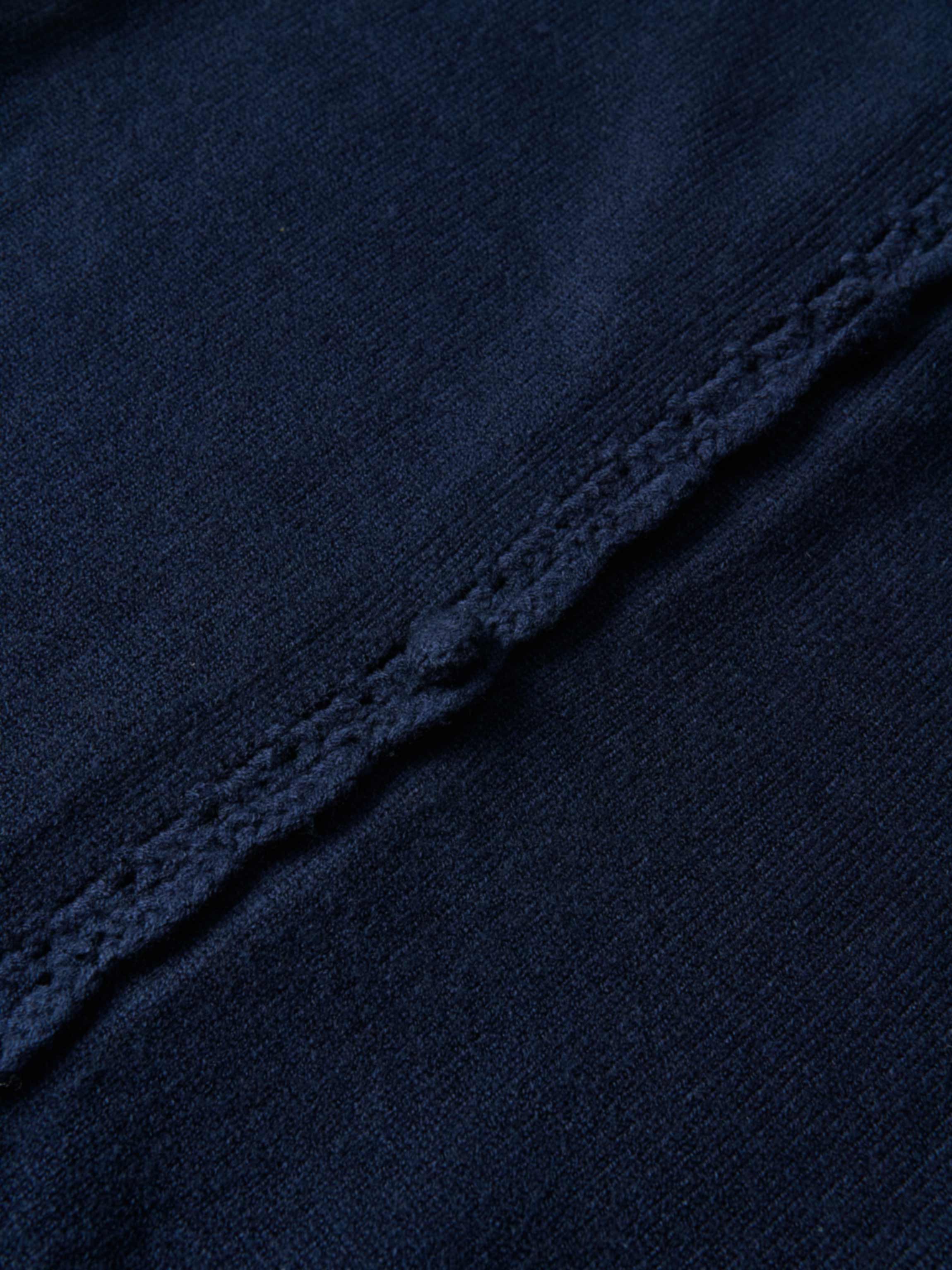 Scalloped Crochet Collar Cardigan - Navy