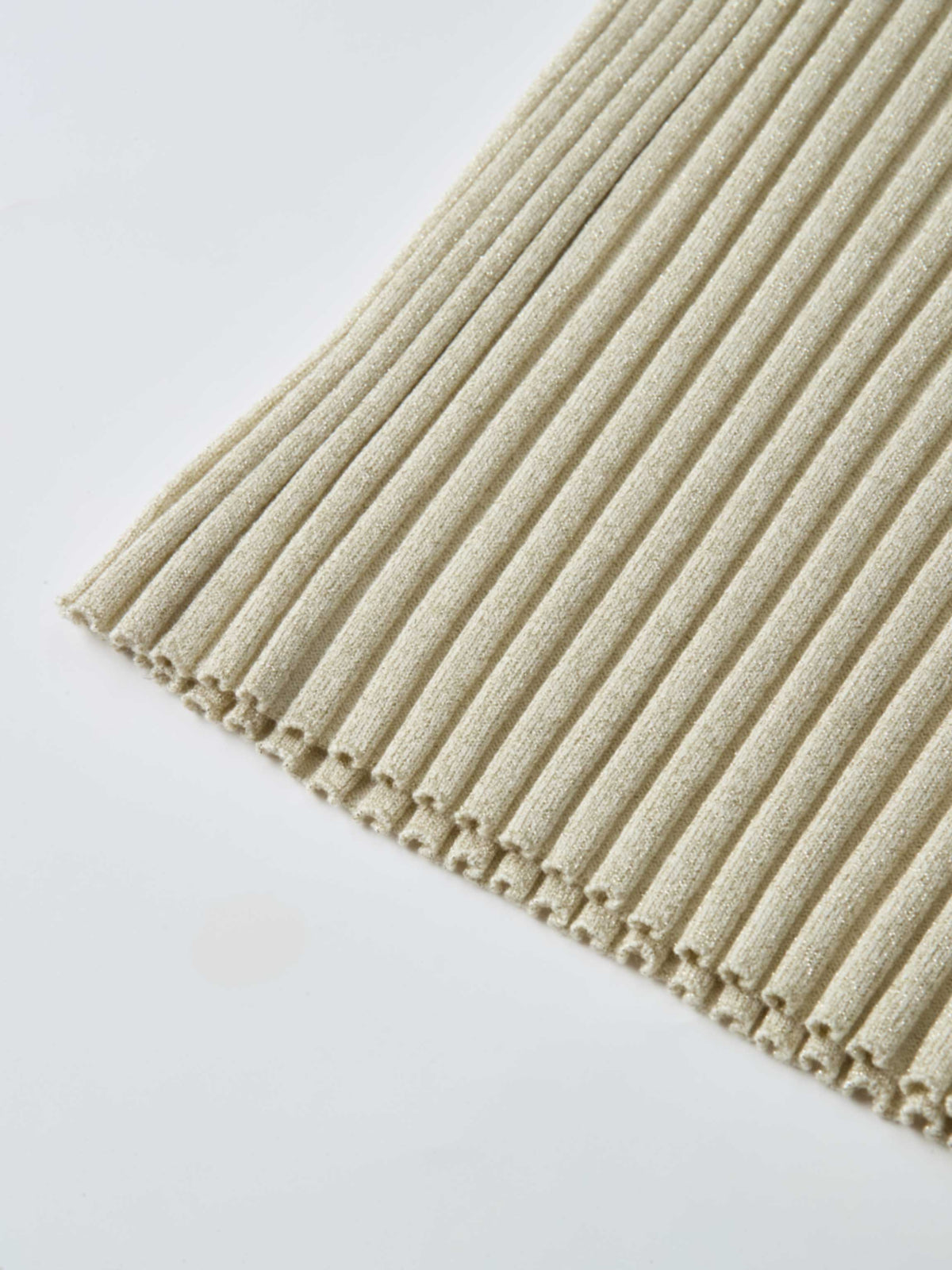 Lurex Ribbed Mock Neck Sweater - Cream