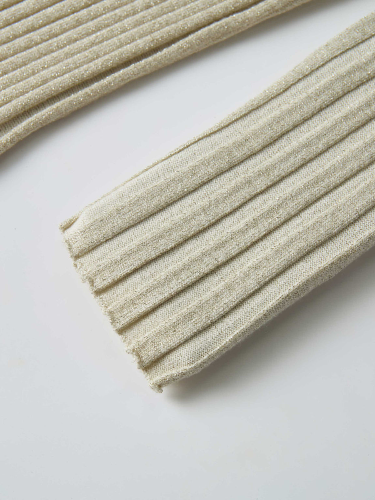 Lurex Ribbed Mock Neck Sweater - Cream