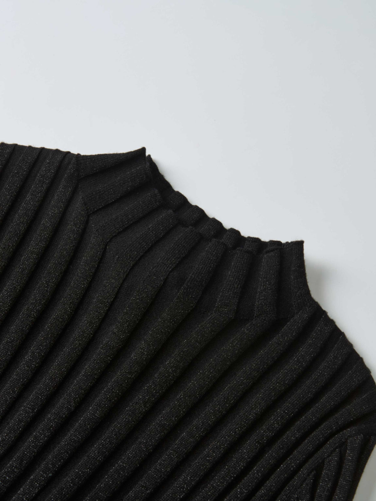 Lurex Ribbed Mock Neck Sweater - Black