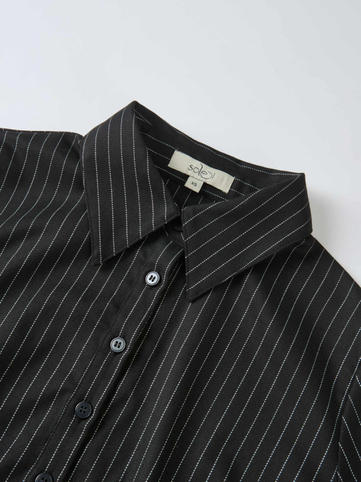 Smocked Detail Pinstripe Blouse - Black Pinstripe