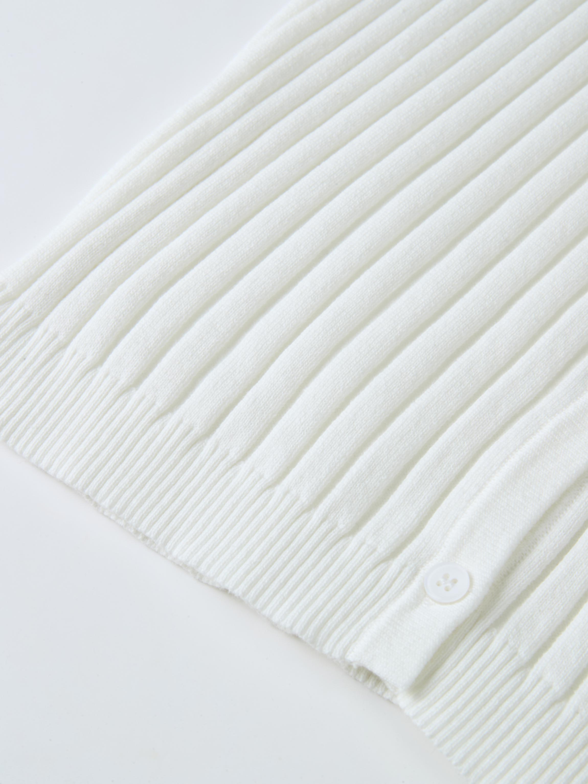 Lightweight Ribbed Cardigan 20" - Cream
