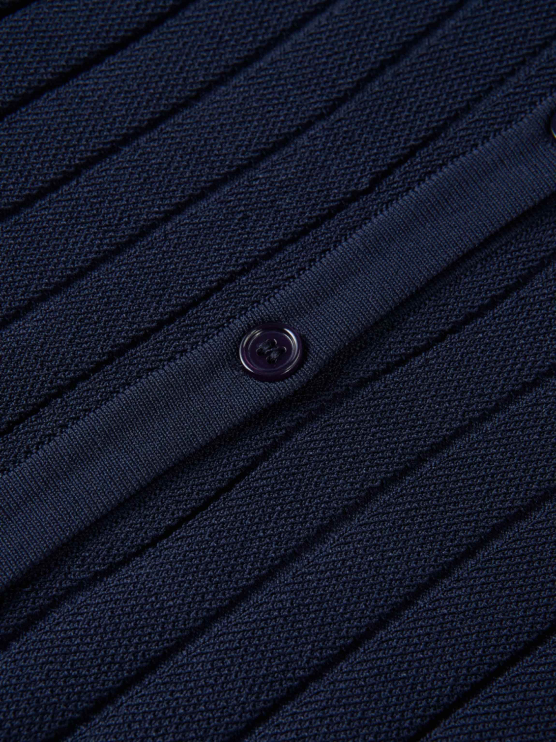 Silk Knit Ribbed Cardigan 20" - Navy