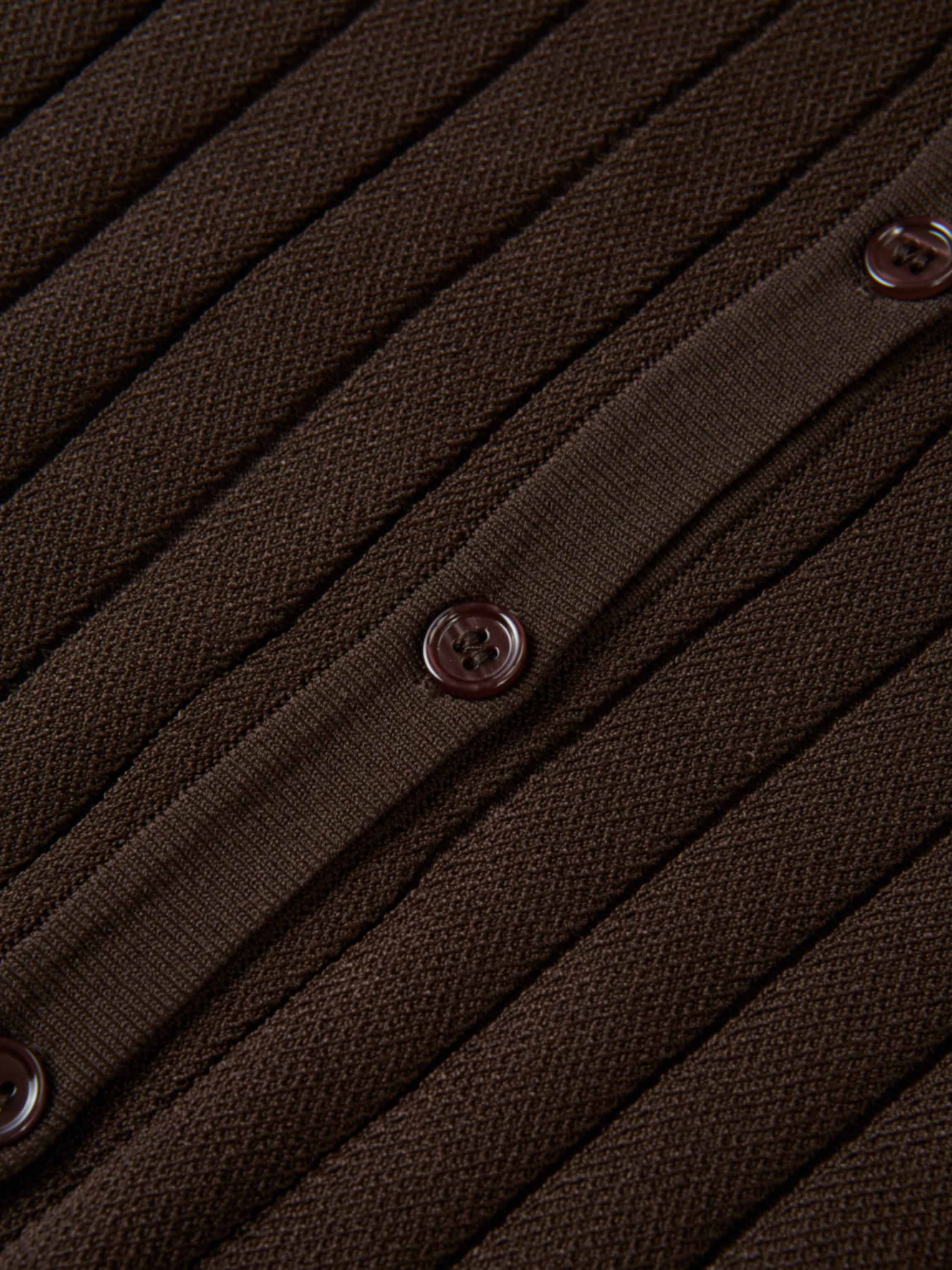 Silk Knit Ribbed Cardigan 20"- Brown