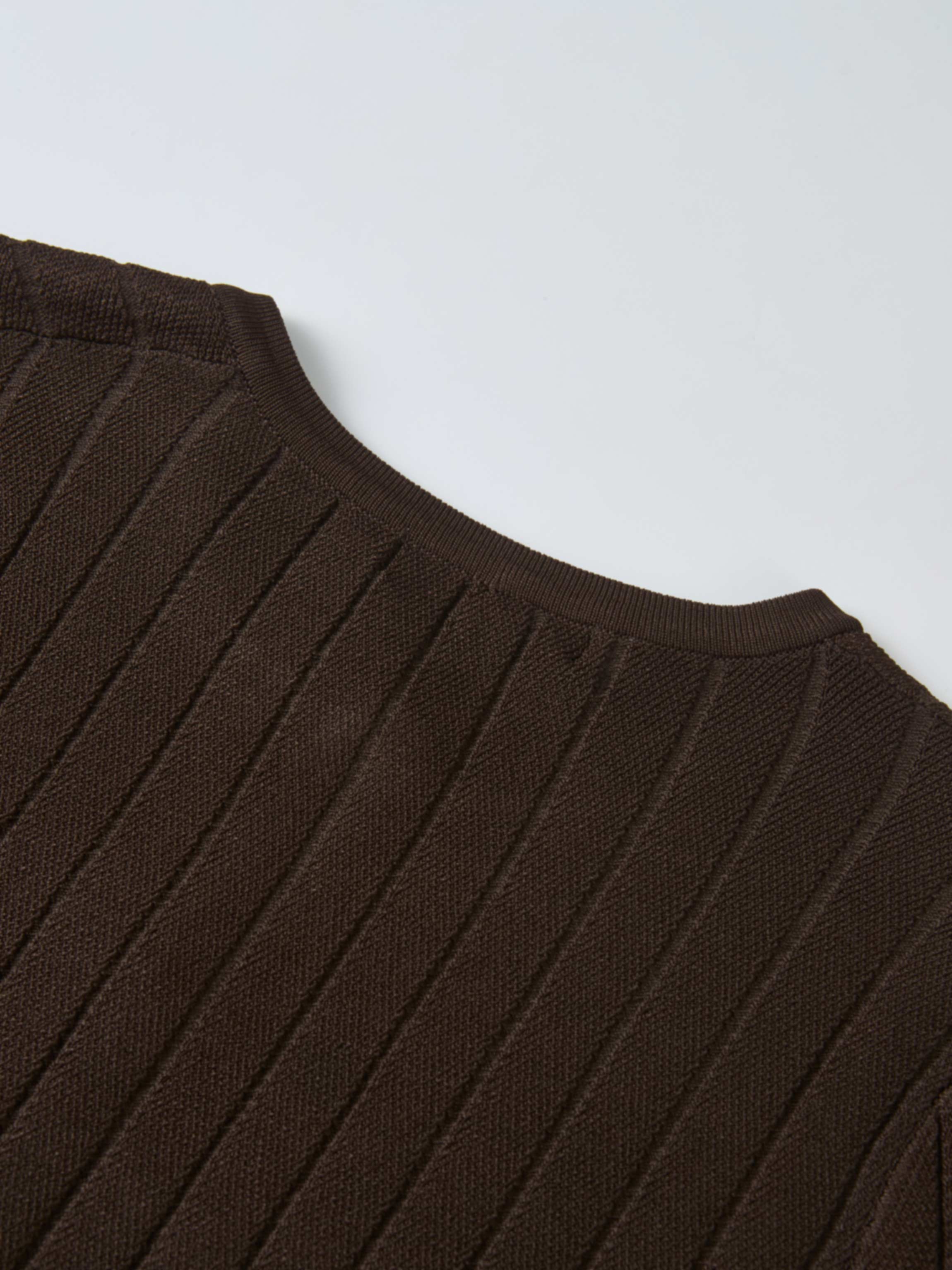 Silk Knit Ribbed Cardigan 20"- Brown