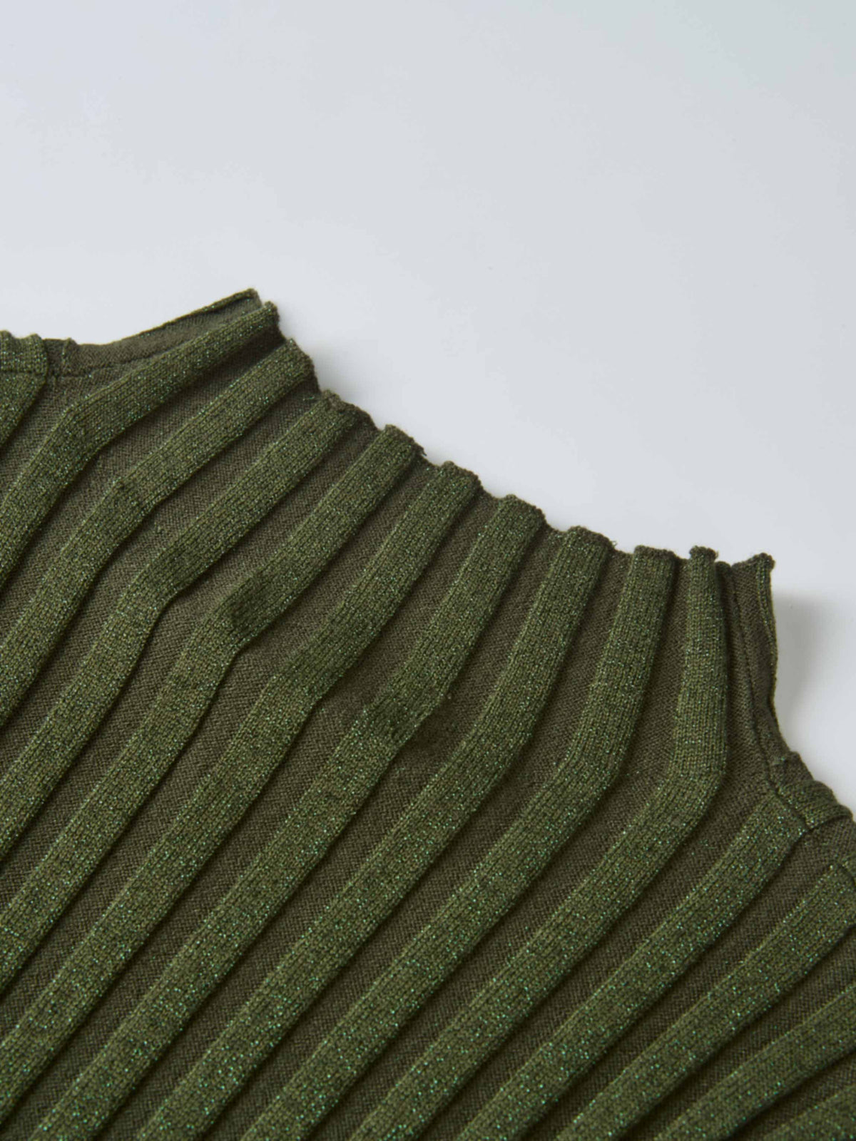 Lurex Ribbed Mock Neck Sweater - Olive