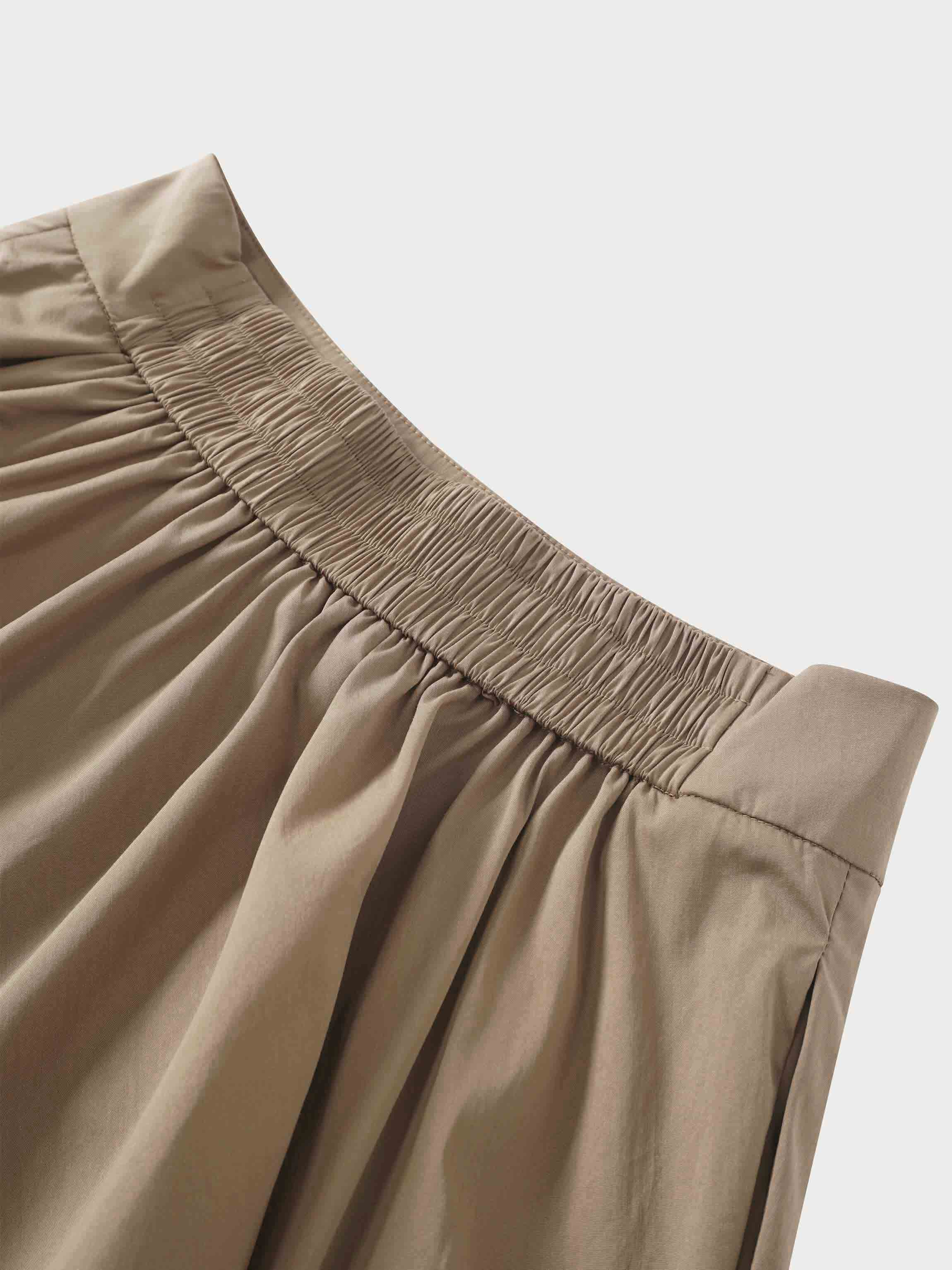 Elastic Back Maxi Cotton Blend Skirt-Mocha Mousse