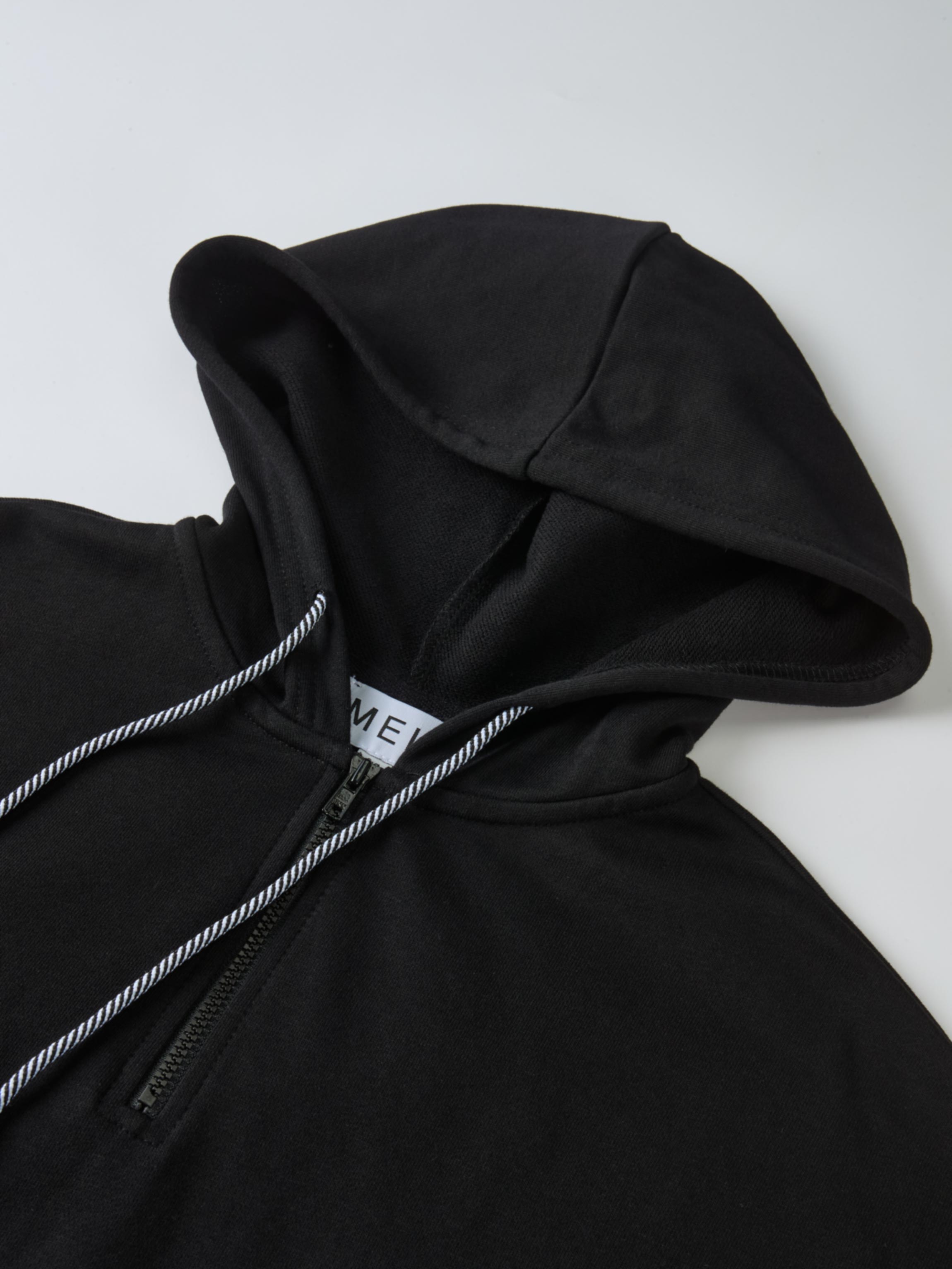 Half Zip Hoodie Sweatshirt - Black/White