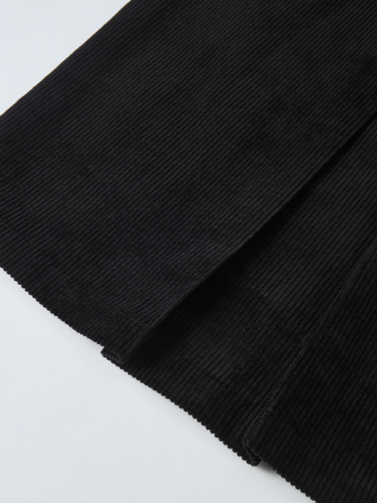 Corduroy Front Pleat Skirt - Black