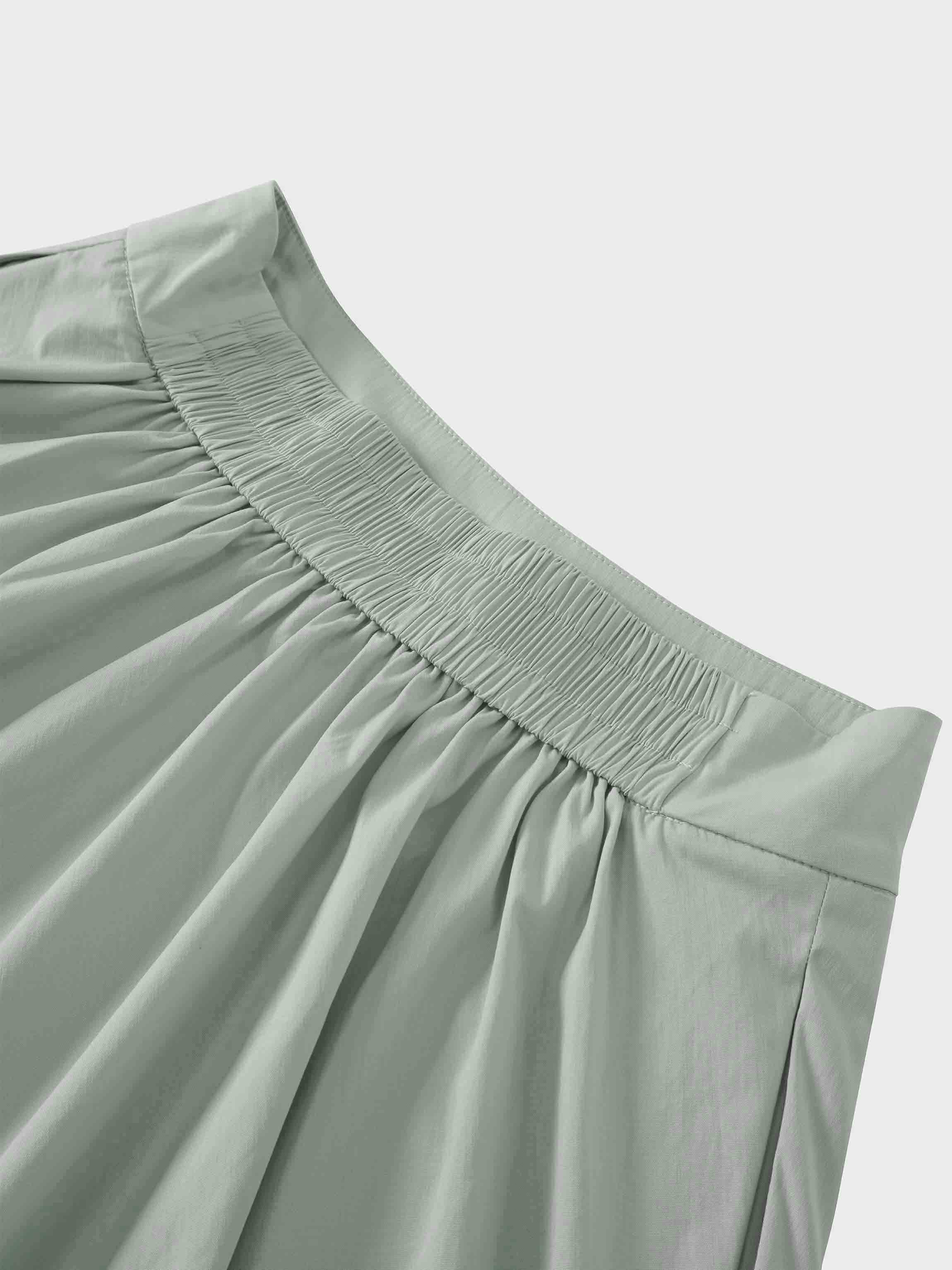 Elastic Back Maxi Cotton Blend Skirt-Dusty Mint
