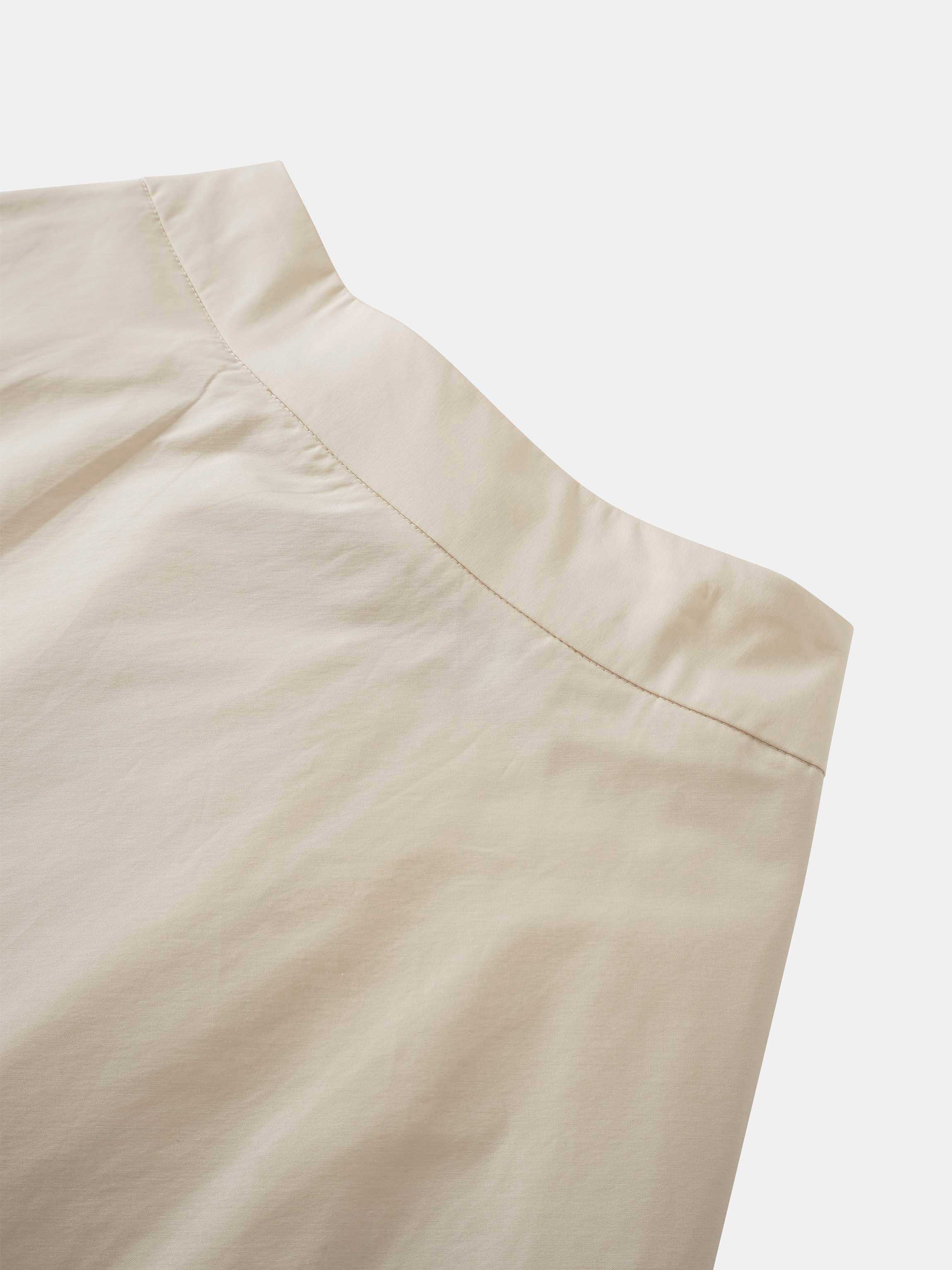 Elastic Back Maxi Cotton Blend Skirt-Bone