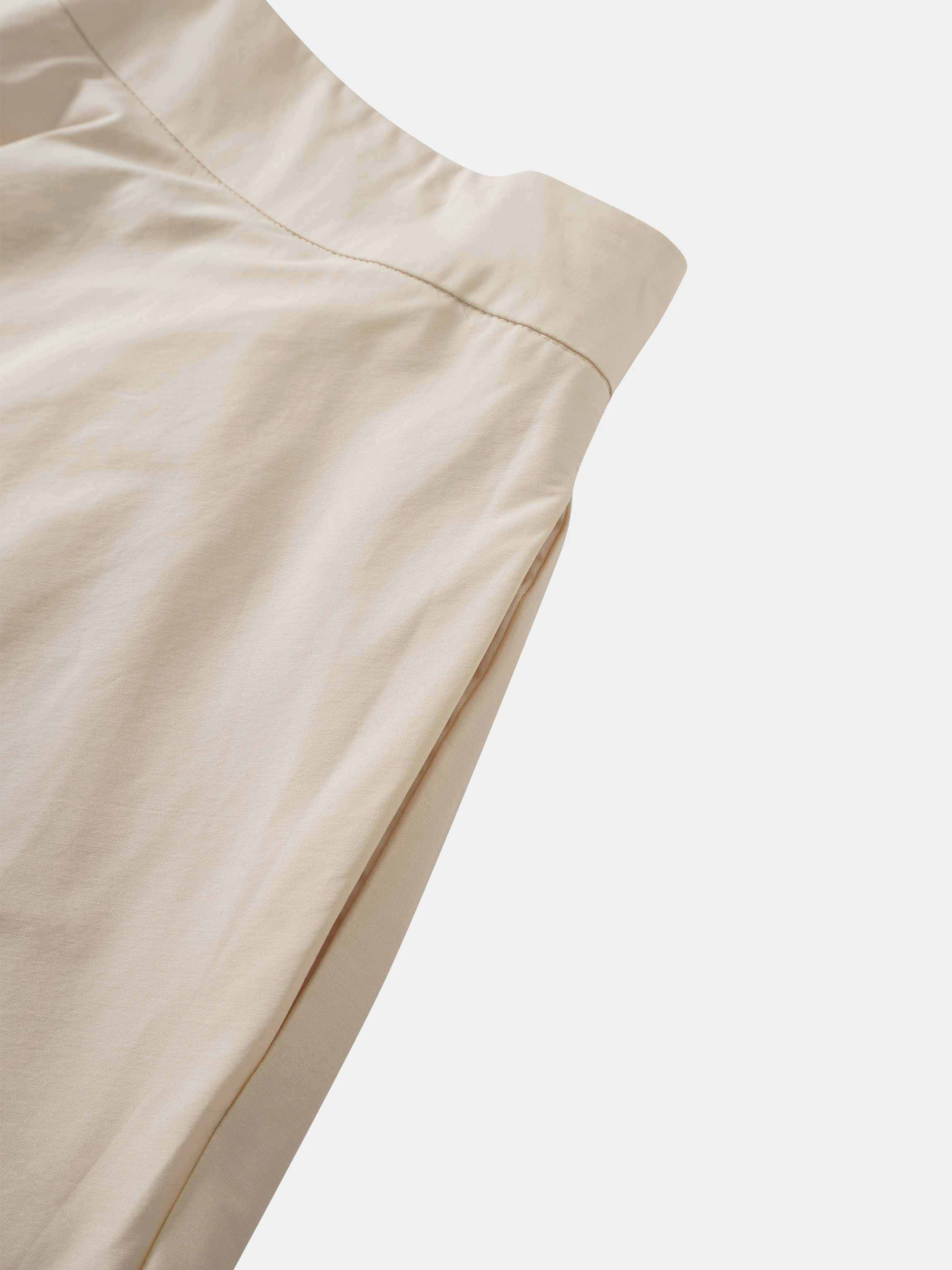 Elastic Back Maxi Cotton Blend Skirt-Bone