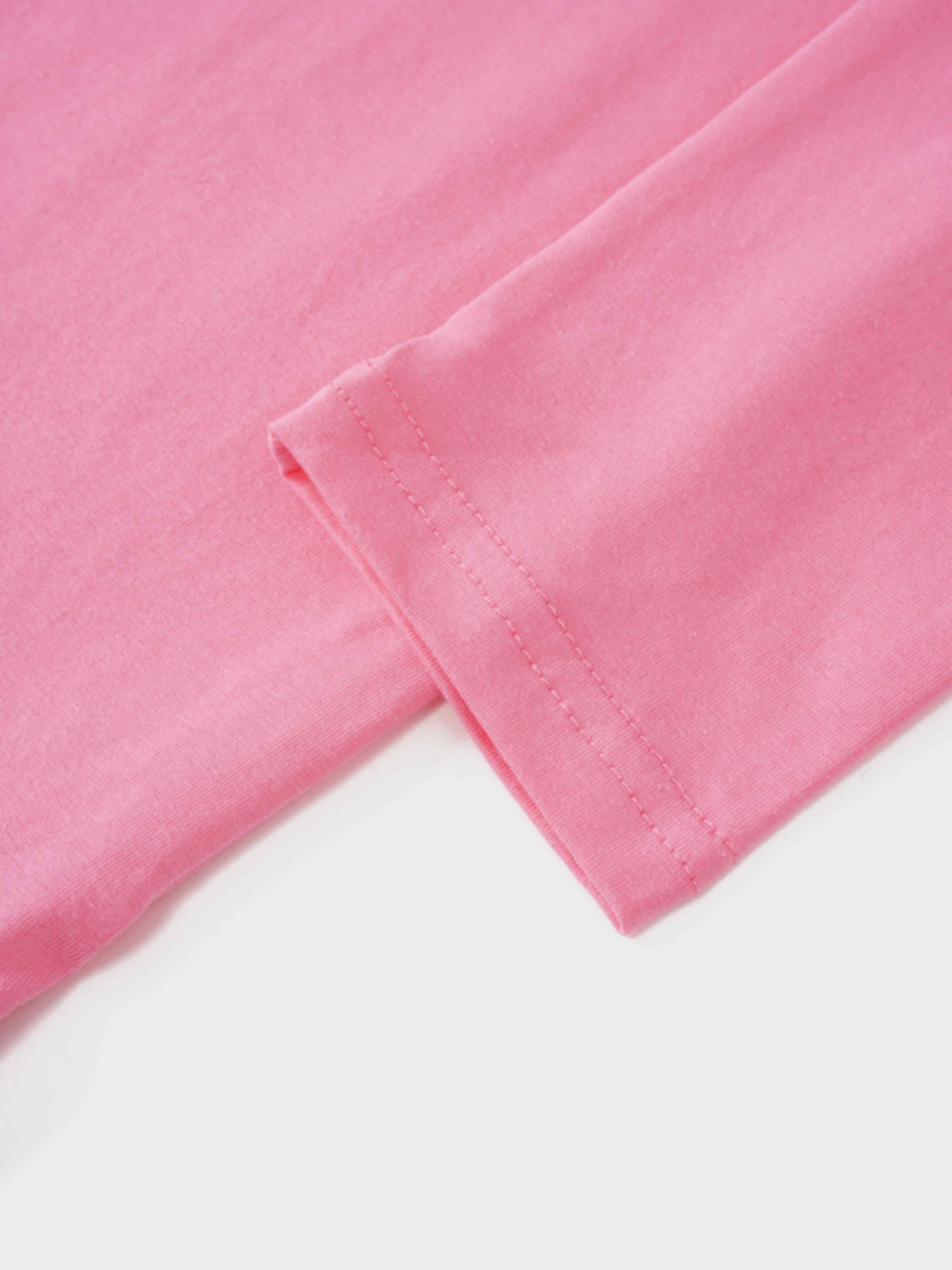 Oversized Rounded Hem T-Shirt-Pink