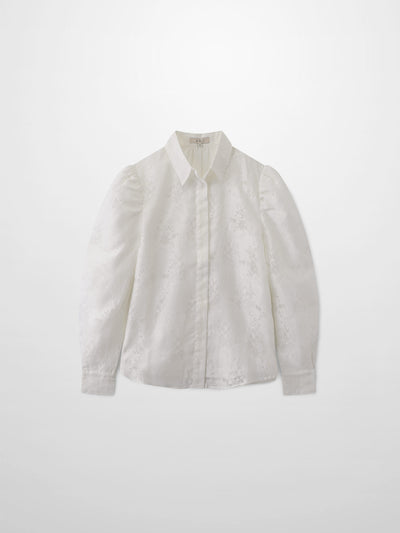 Puff Sleeve Lace Burnout-White