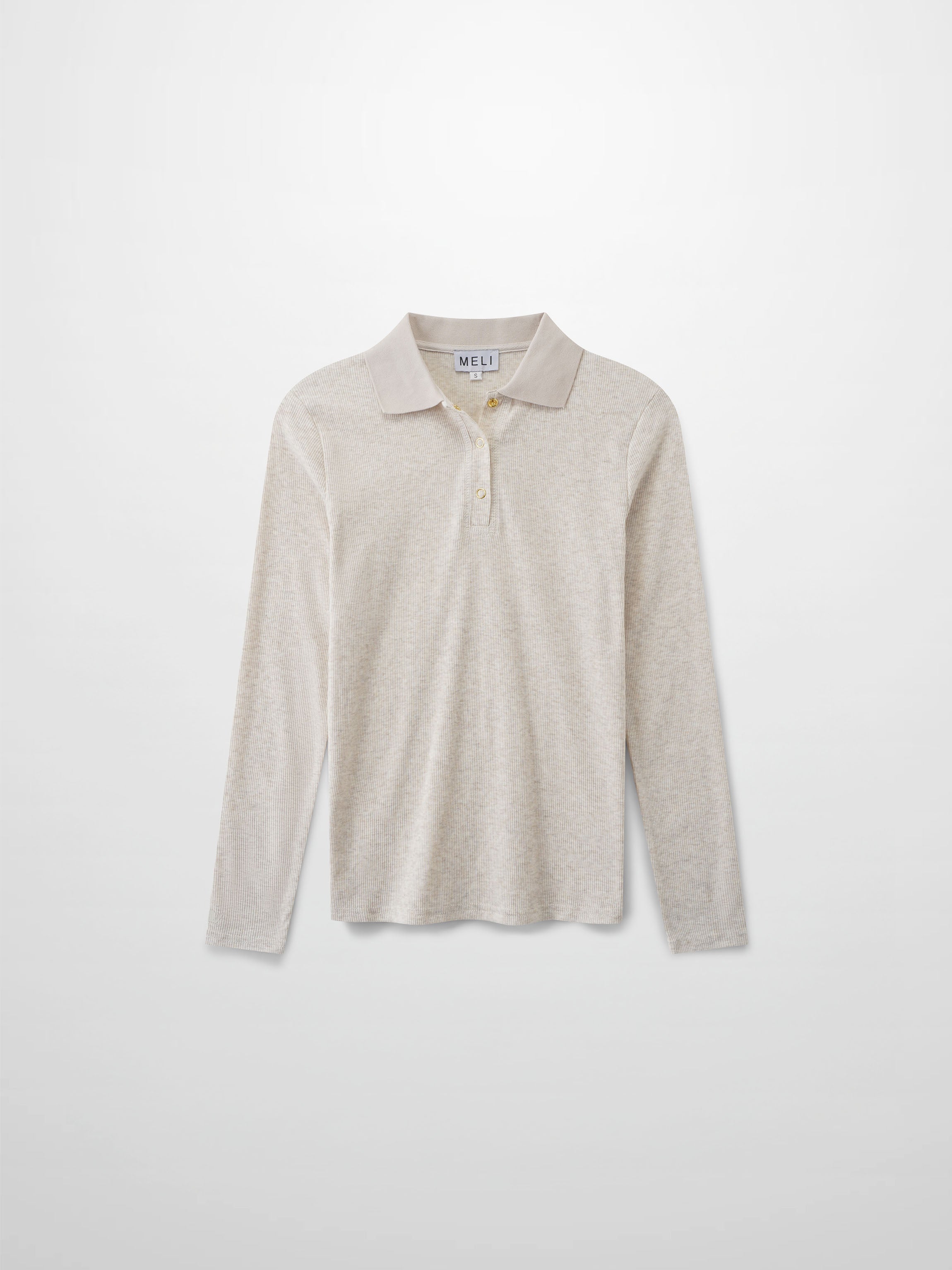 Ribbed Collar T-Shirt-Tan