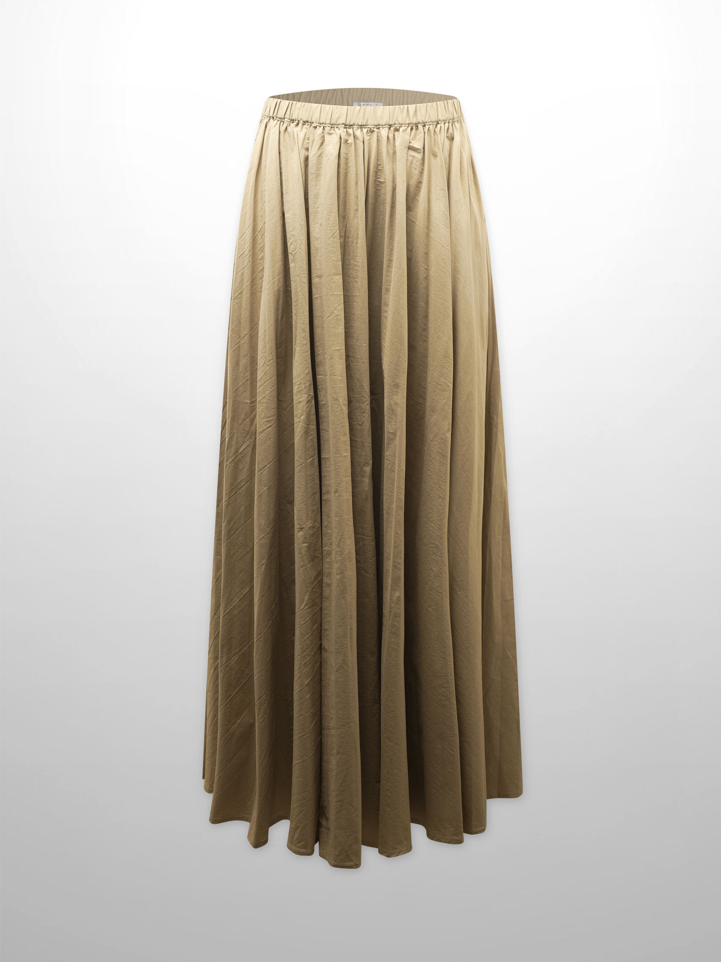 Micro Pleat Elastic Waist Skirt-Sand