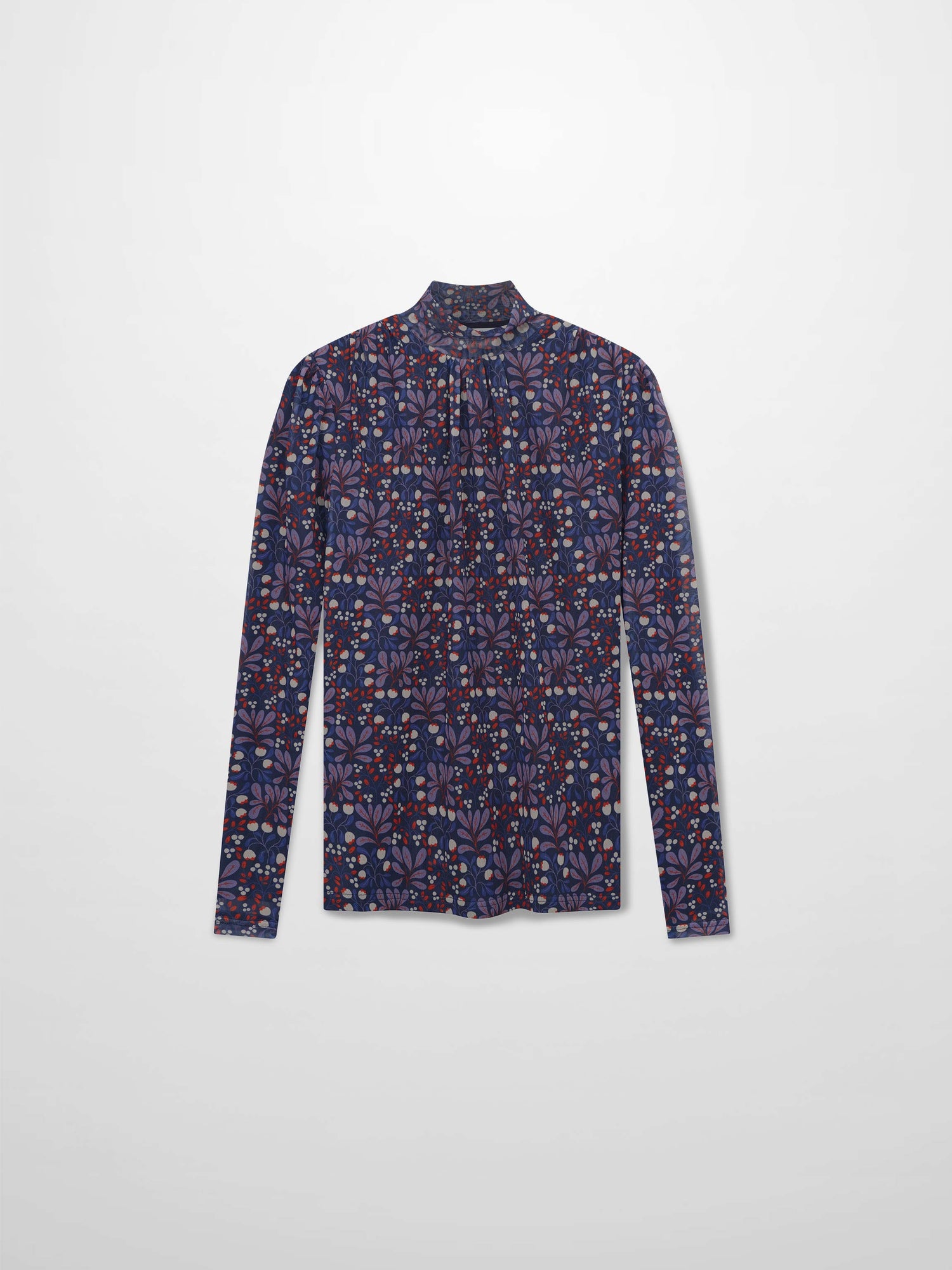 Mesh Mock Neck Top-Lilac Flower