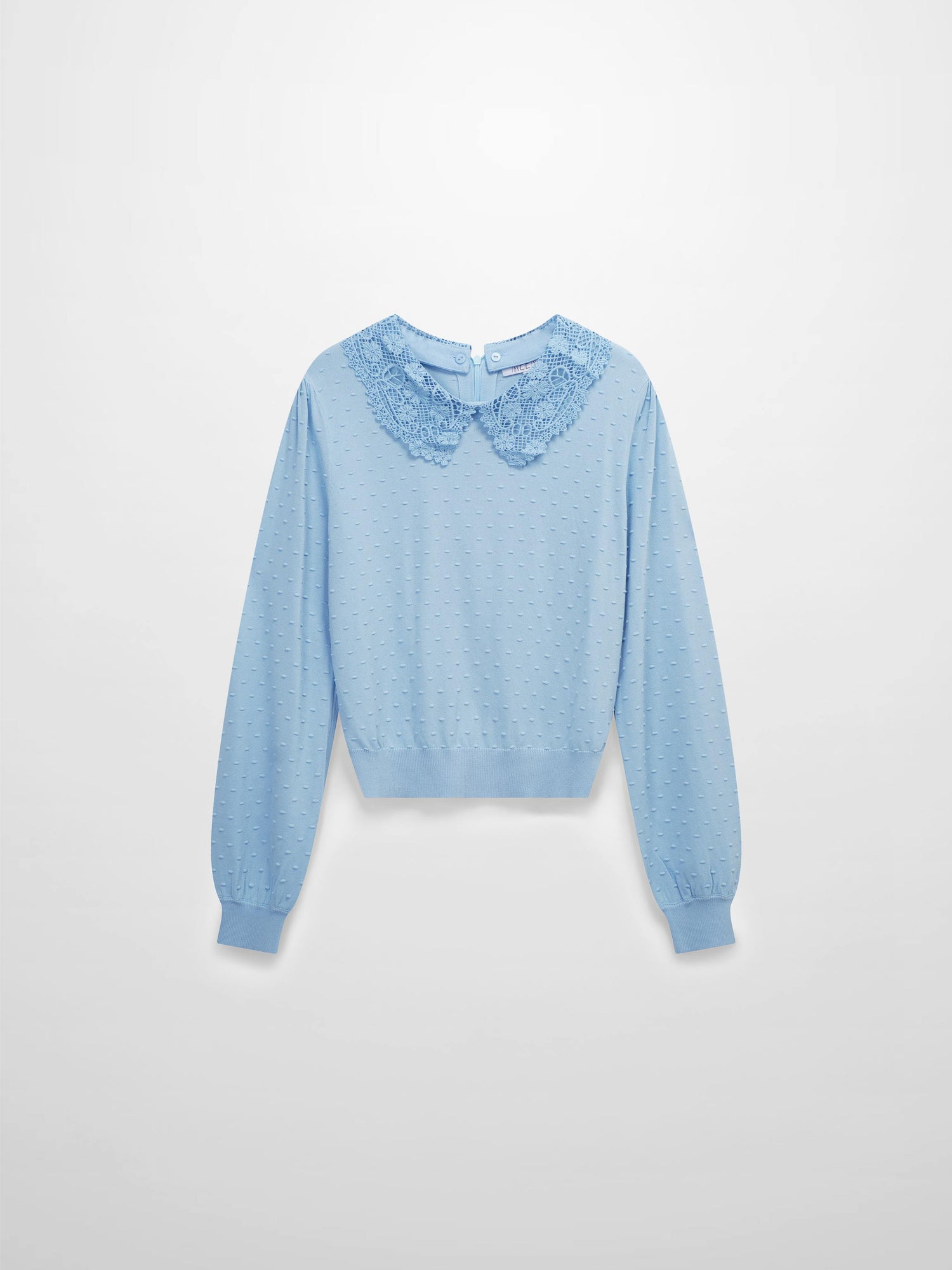 Crew Neck Pebbled Sweater-Light Blue