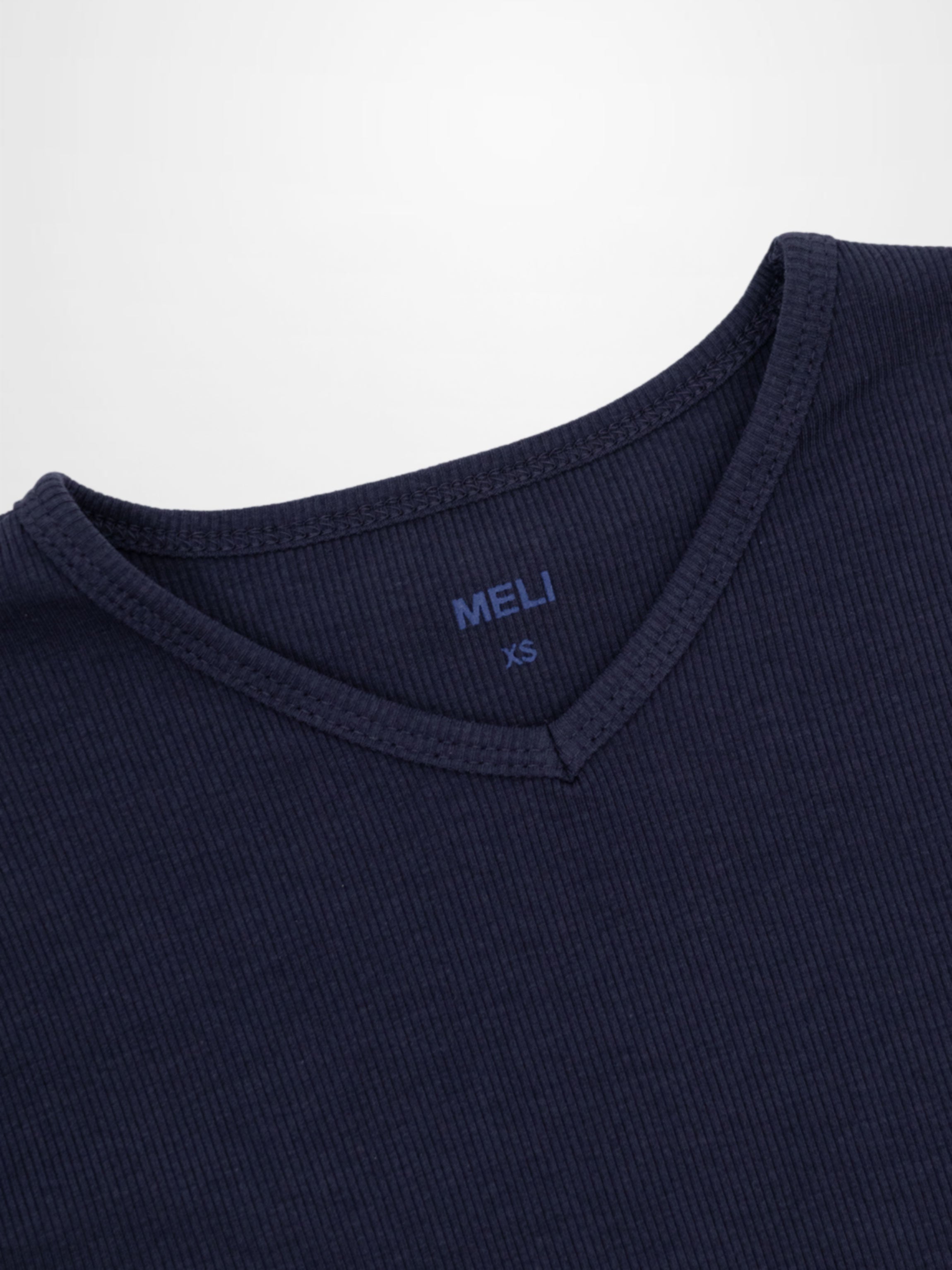 Soft Ribbed High V Tee-Dark Navy