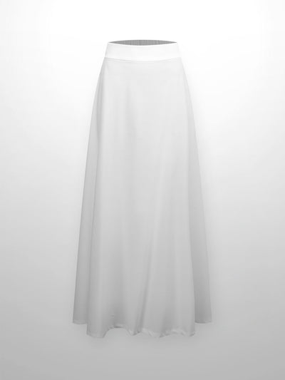 Elastic Back Maxi Cotton Blend Skirt-White