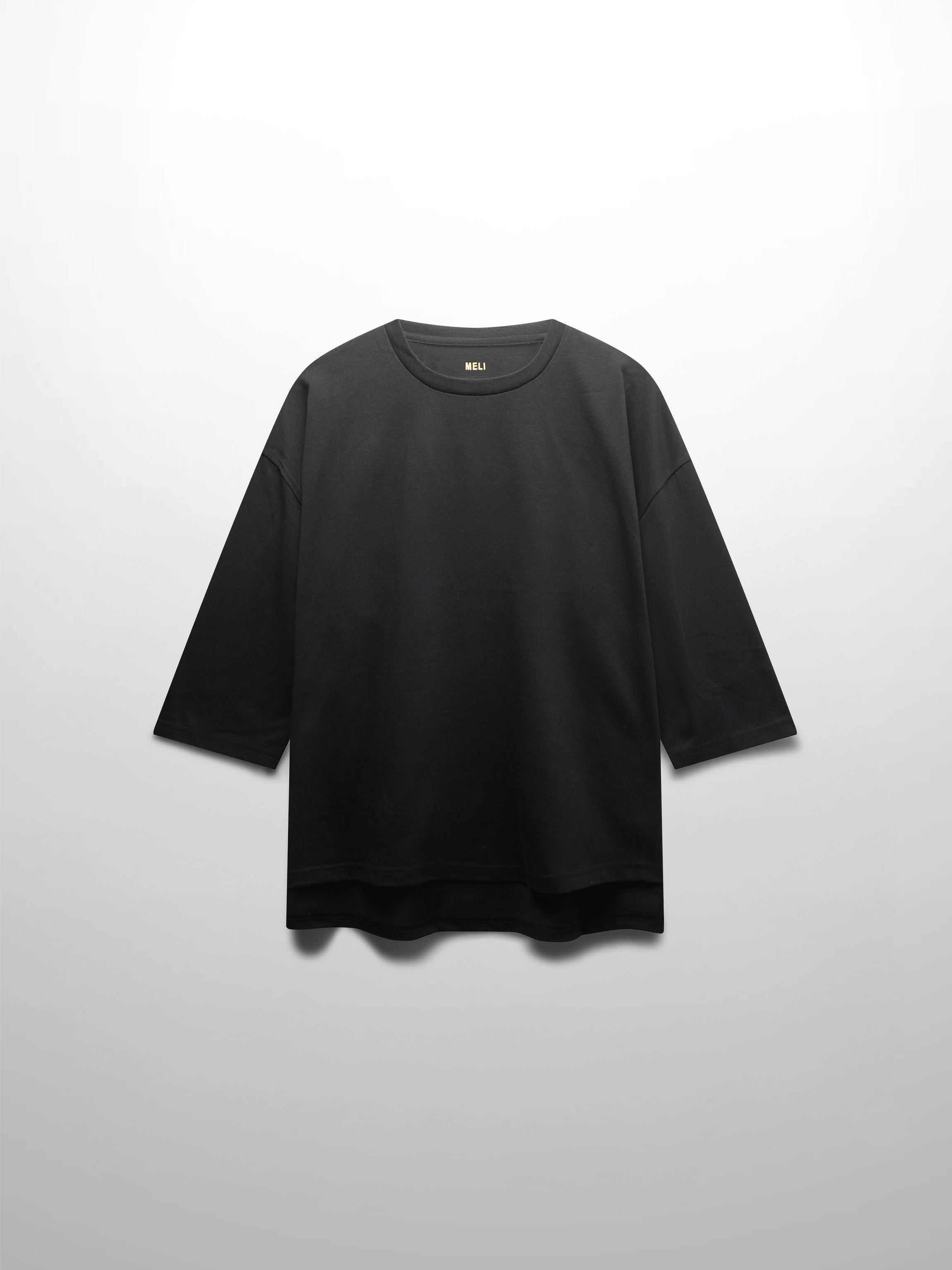 Oversized Boxy 3Q Sleeve Tee-Black
