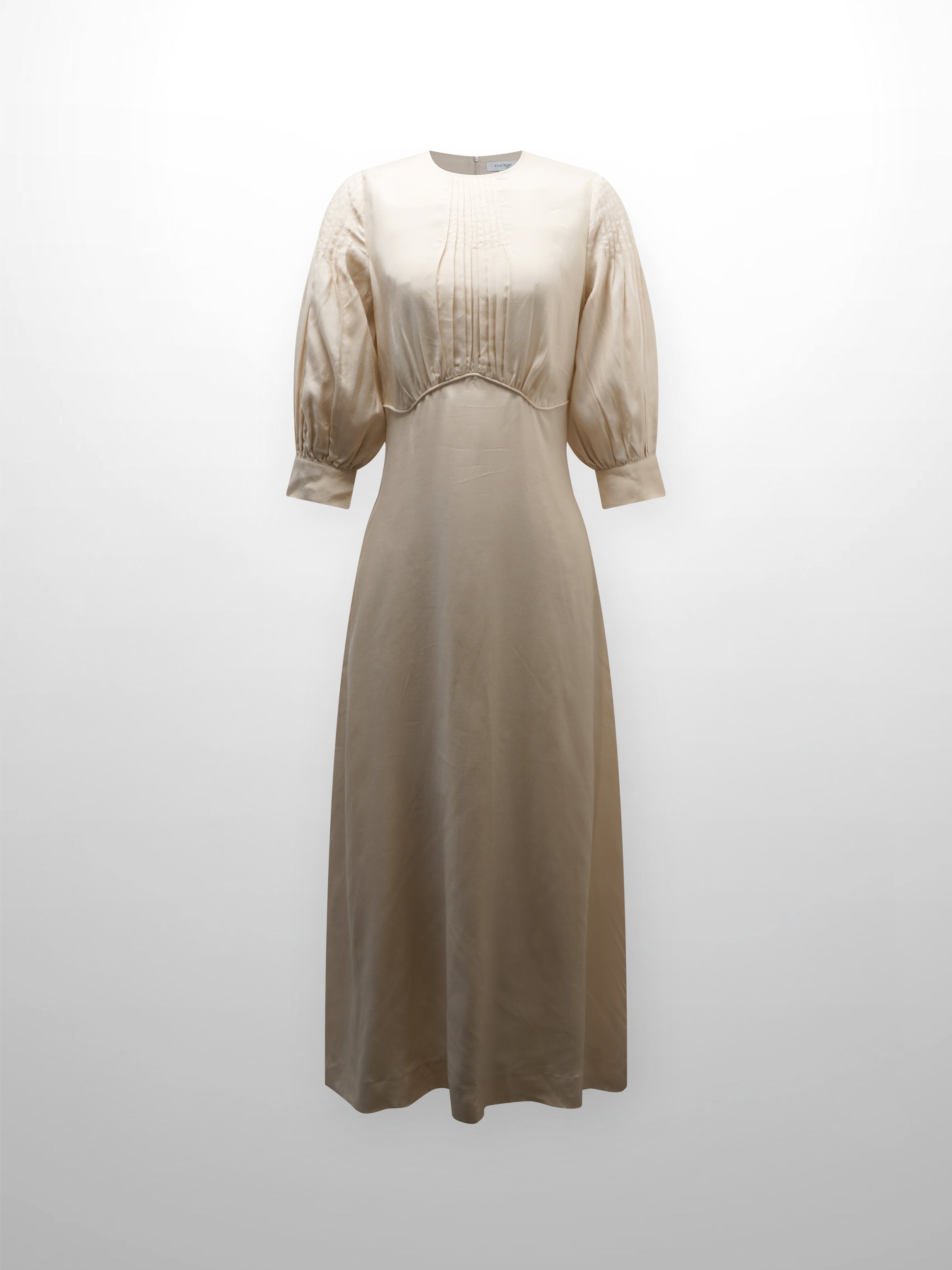 Pleated Sleeve High Waisted Dress-Peach