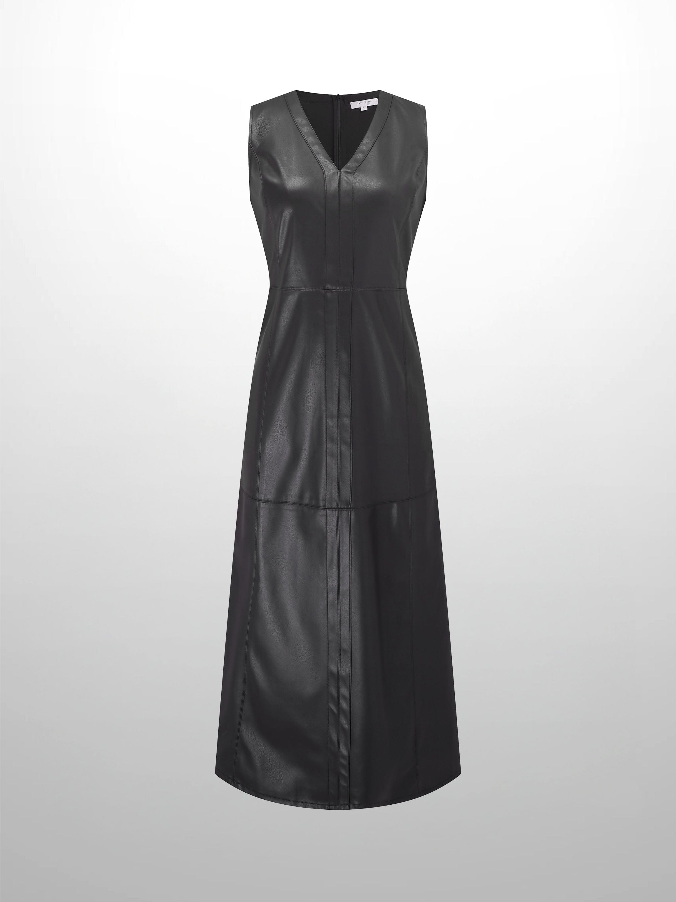 Faux Leather Seamed Jumper - Black