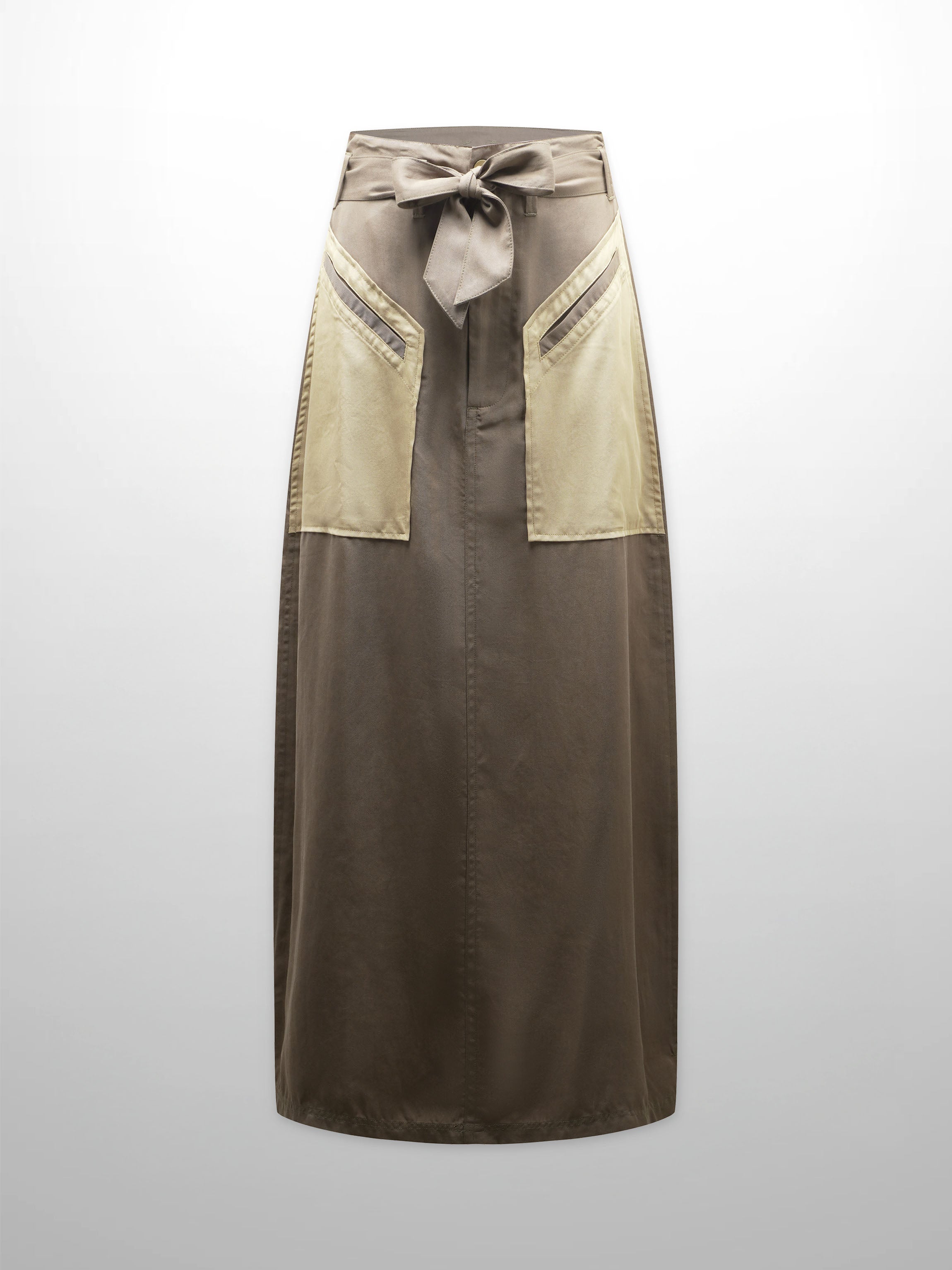 Contrast Pocket Skirt-Khaki