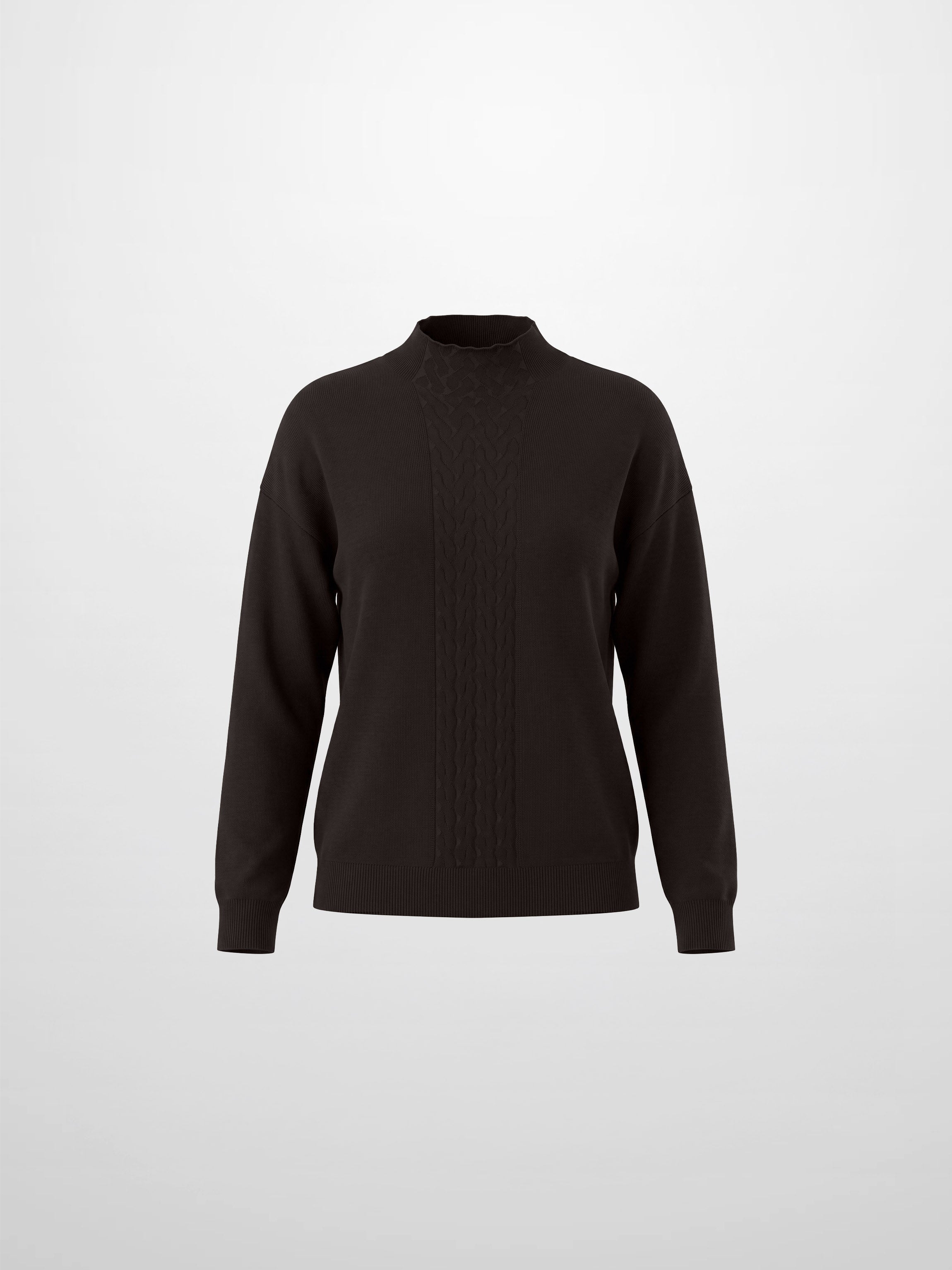 Thin Knit Center Cable Sweater - Chocolate Brown