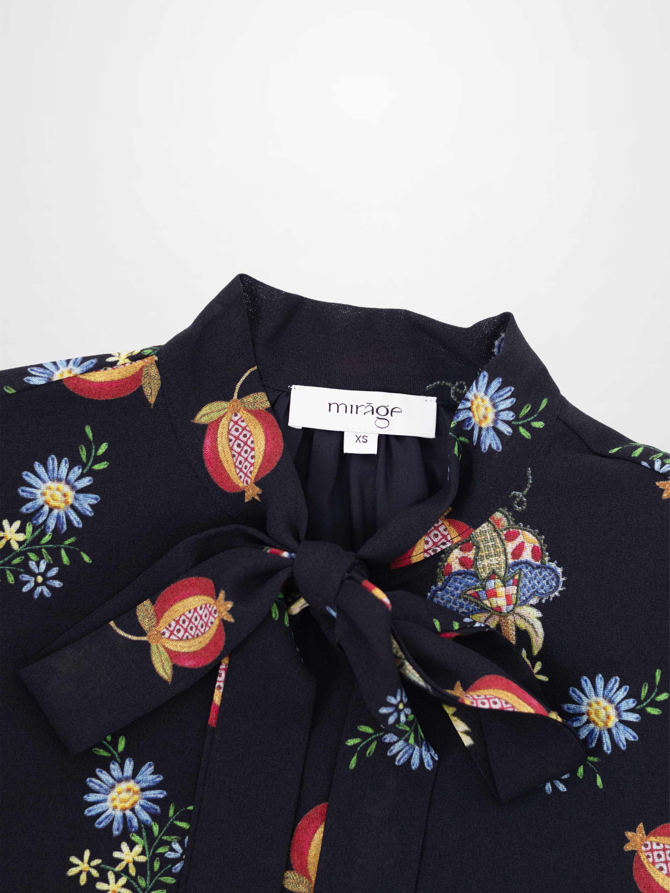 Bow Blouse-Pomegranate Floral