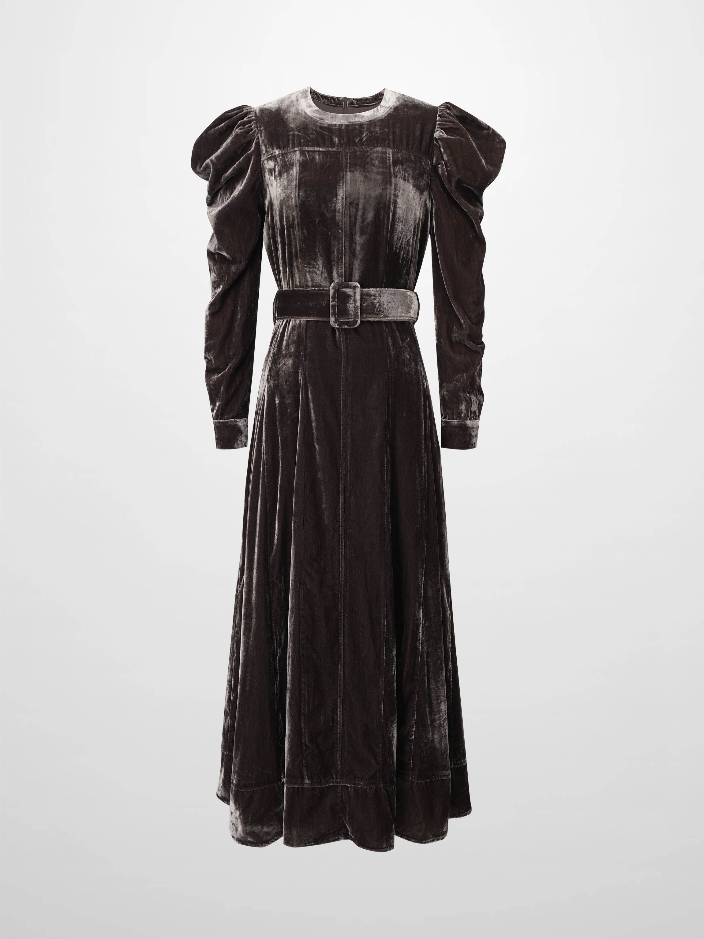 Velvet Flare Dress-Latte