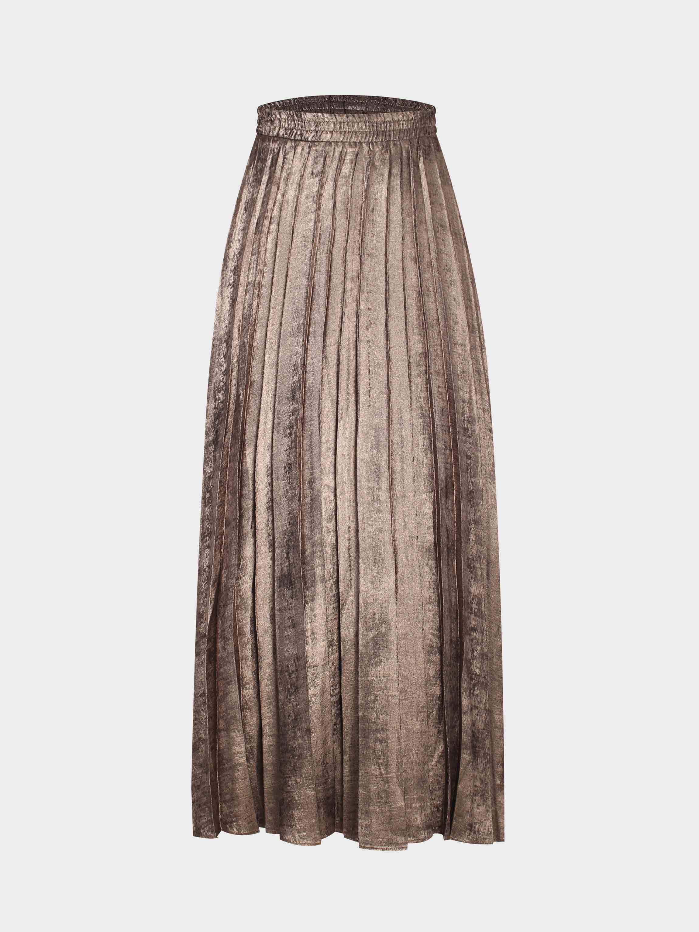 Covered Band Pleated Skirt Copper Shimmer