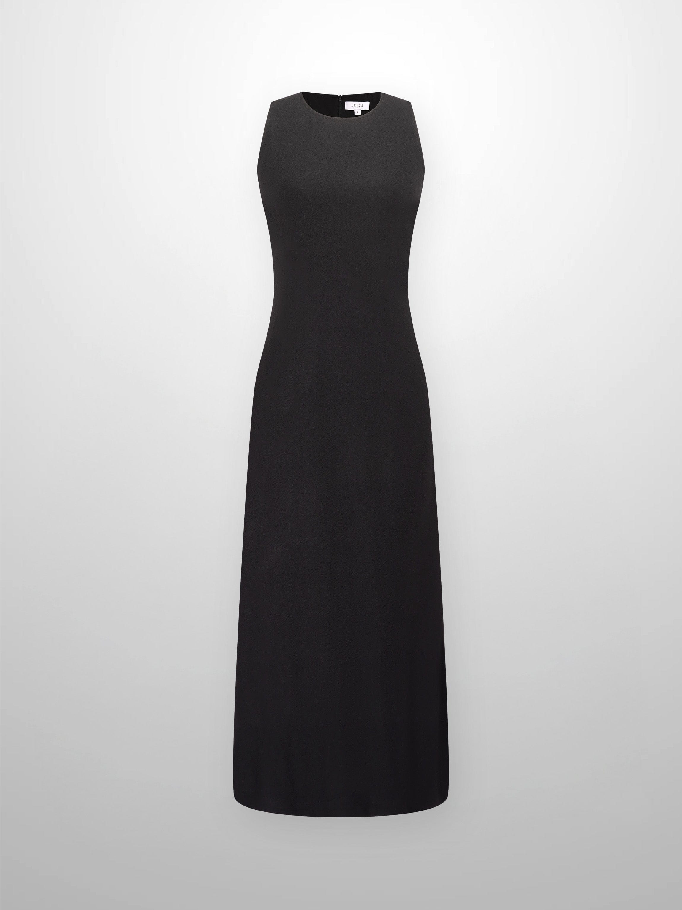 Basic Wool Blend Slip Dress-Black