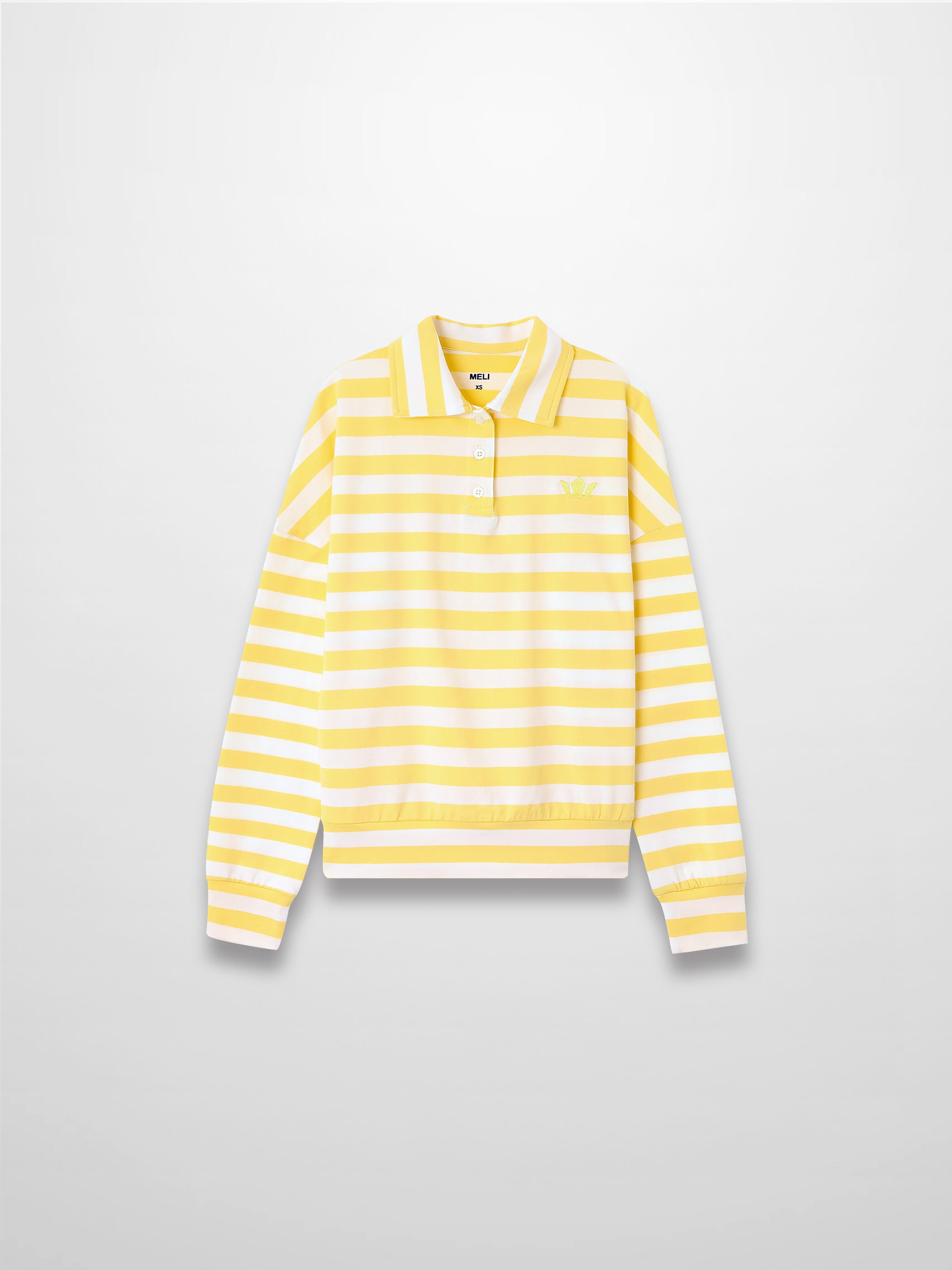 Striped Collar Bomber Tee-Yellow/White