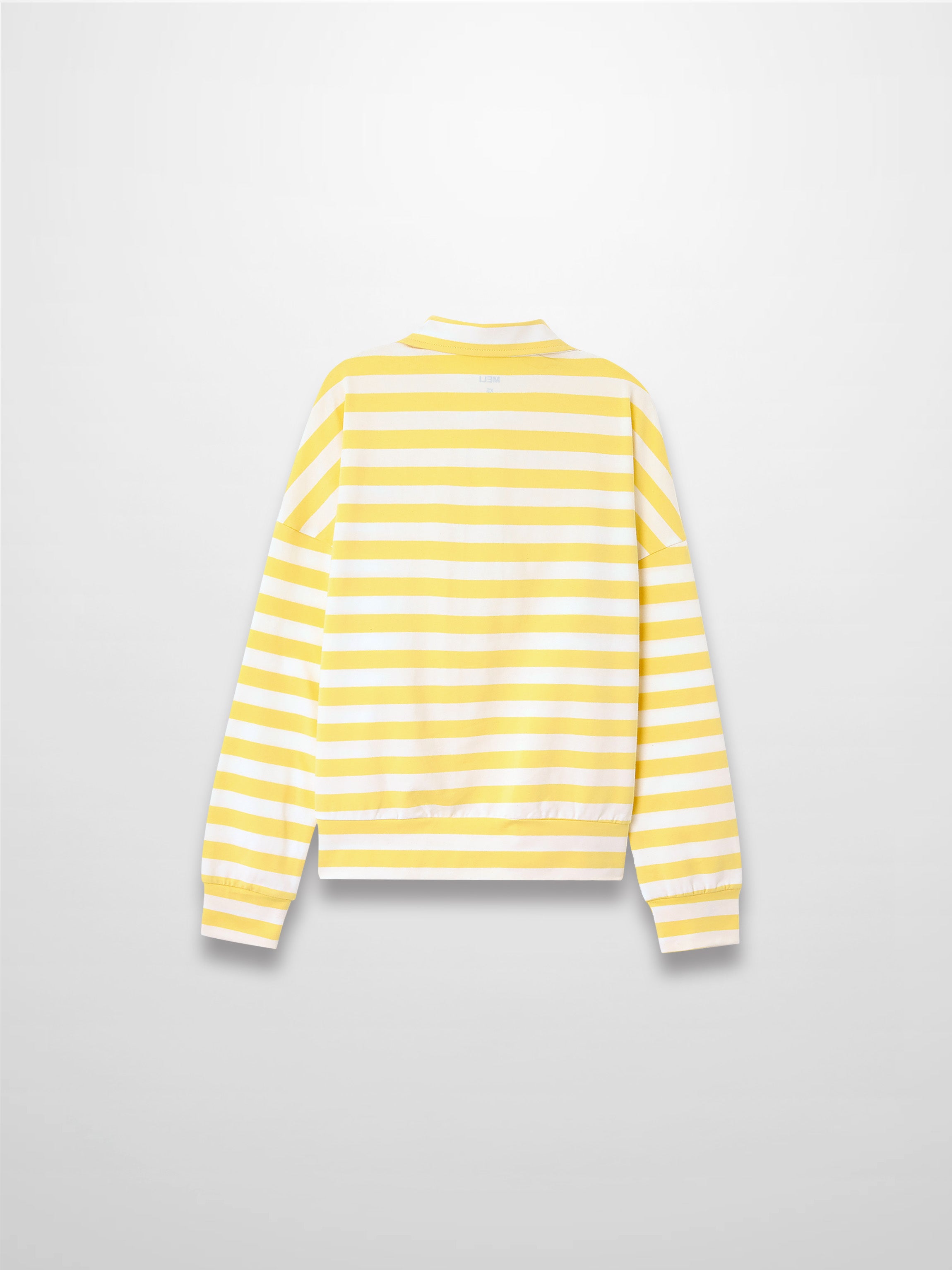 Striped Collar Bomber Tee-Yellow/White