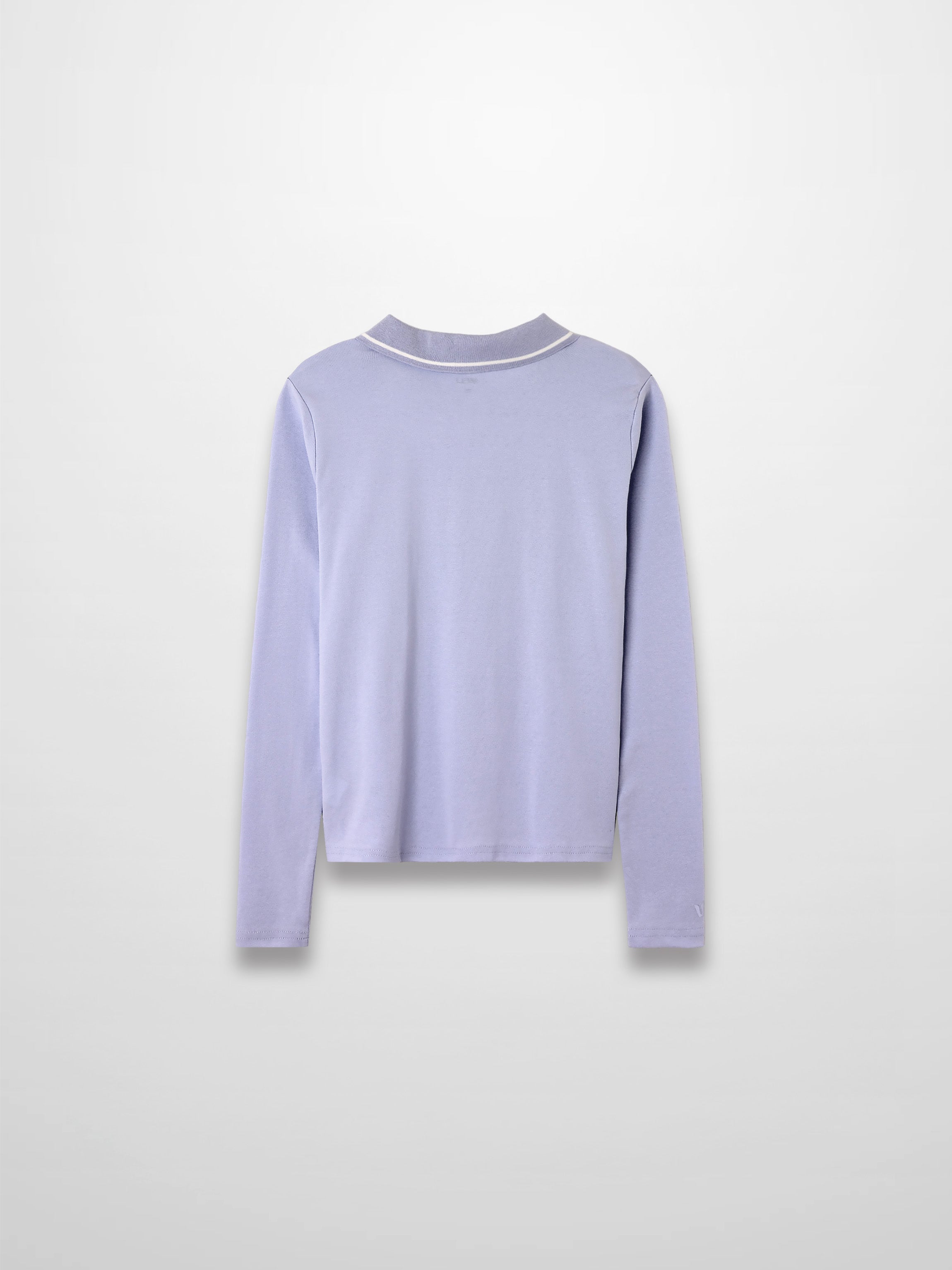 Collared High V T-Shirt-Light Blue