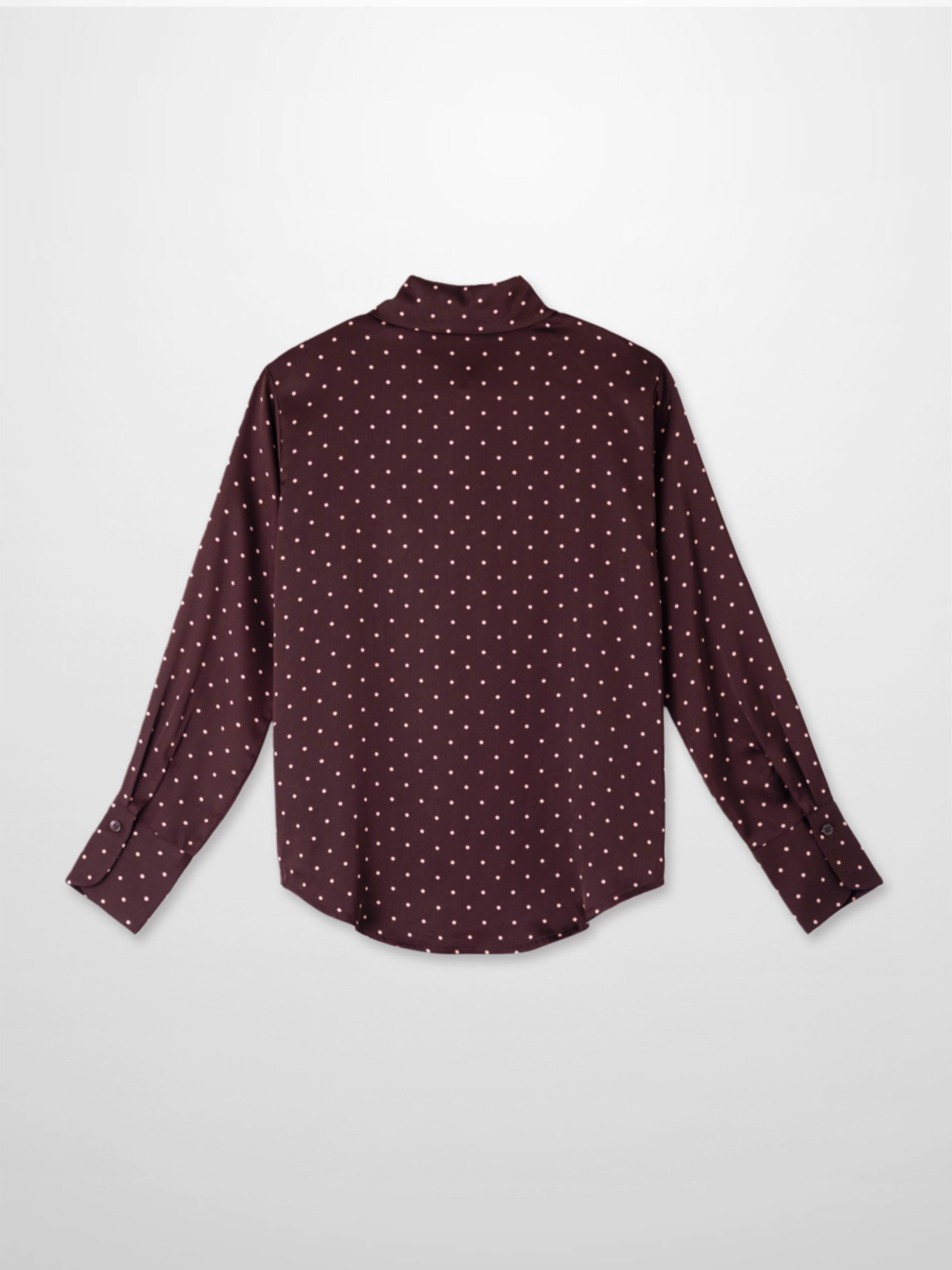 Oversized Satin Blouse-Burgundy Small Polka Dot